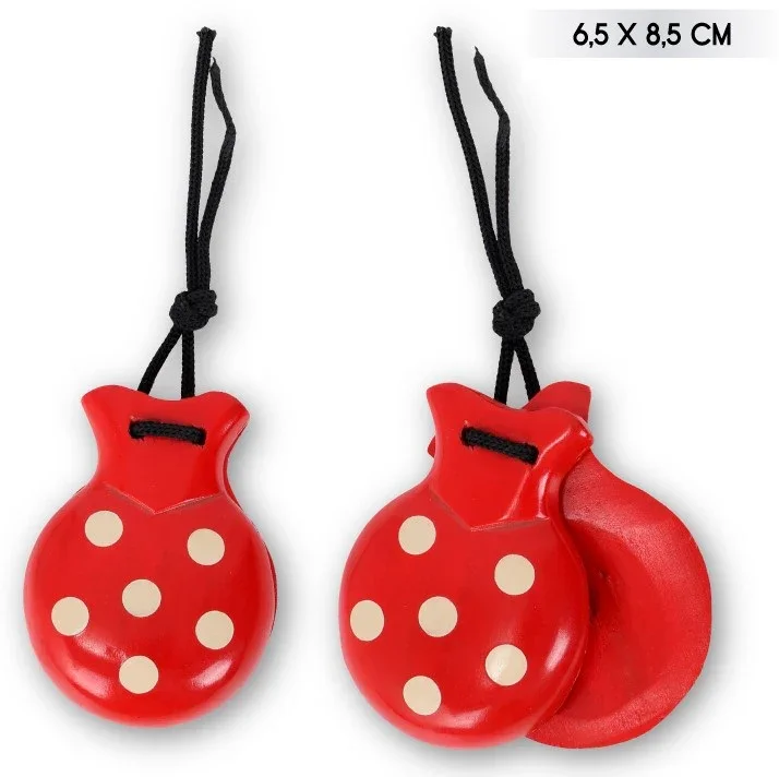 Castañuelas Rojas de Sevillana con Lunares Blancos