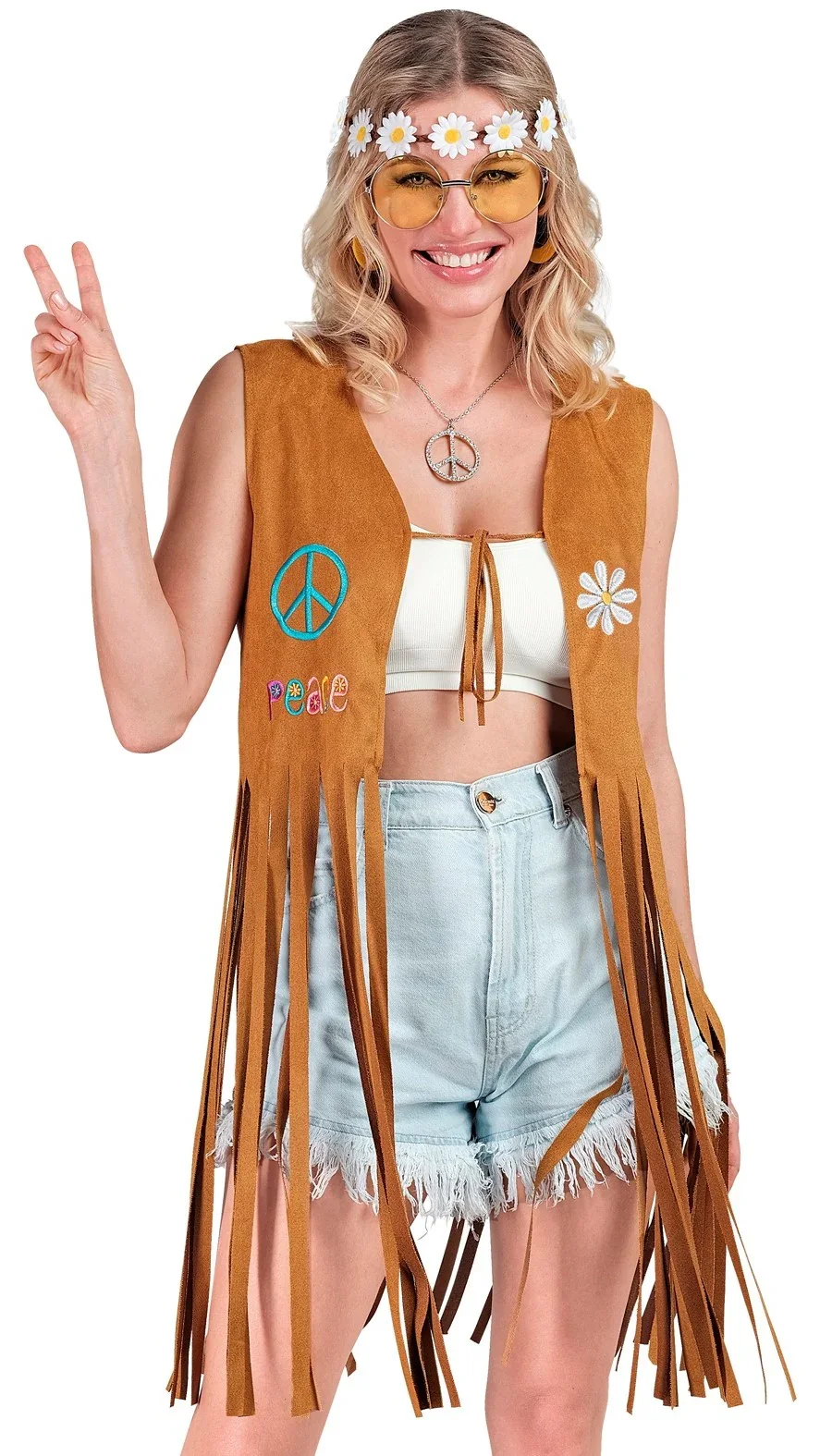 Chaleco Hippie Decorado con Flecos Largos