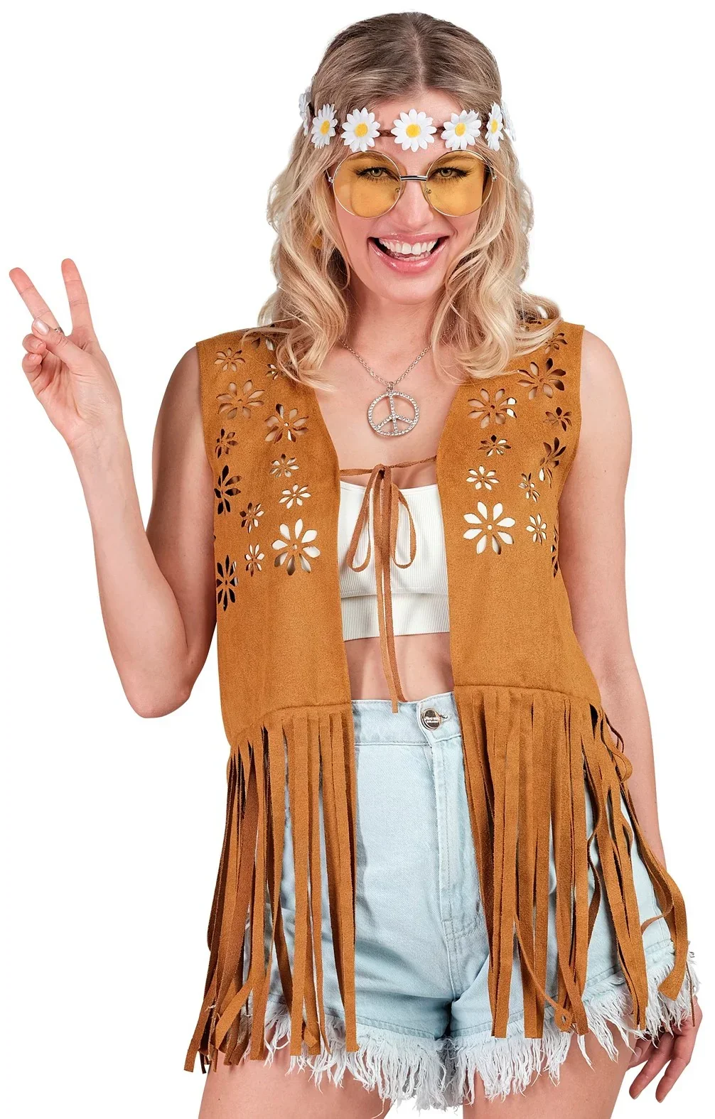 Chaleco Hippie Marrón con Flecos
