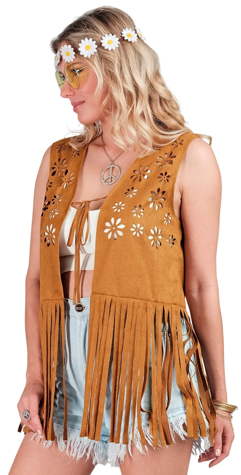 Chaleco Hippie Marrón con Flecos - Image 3