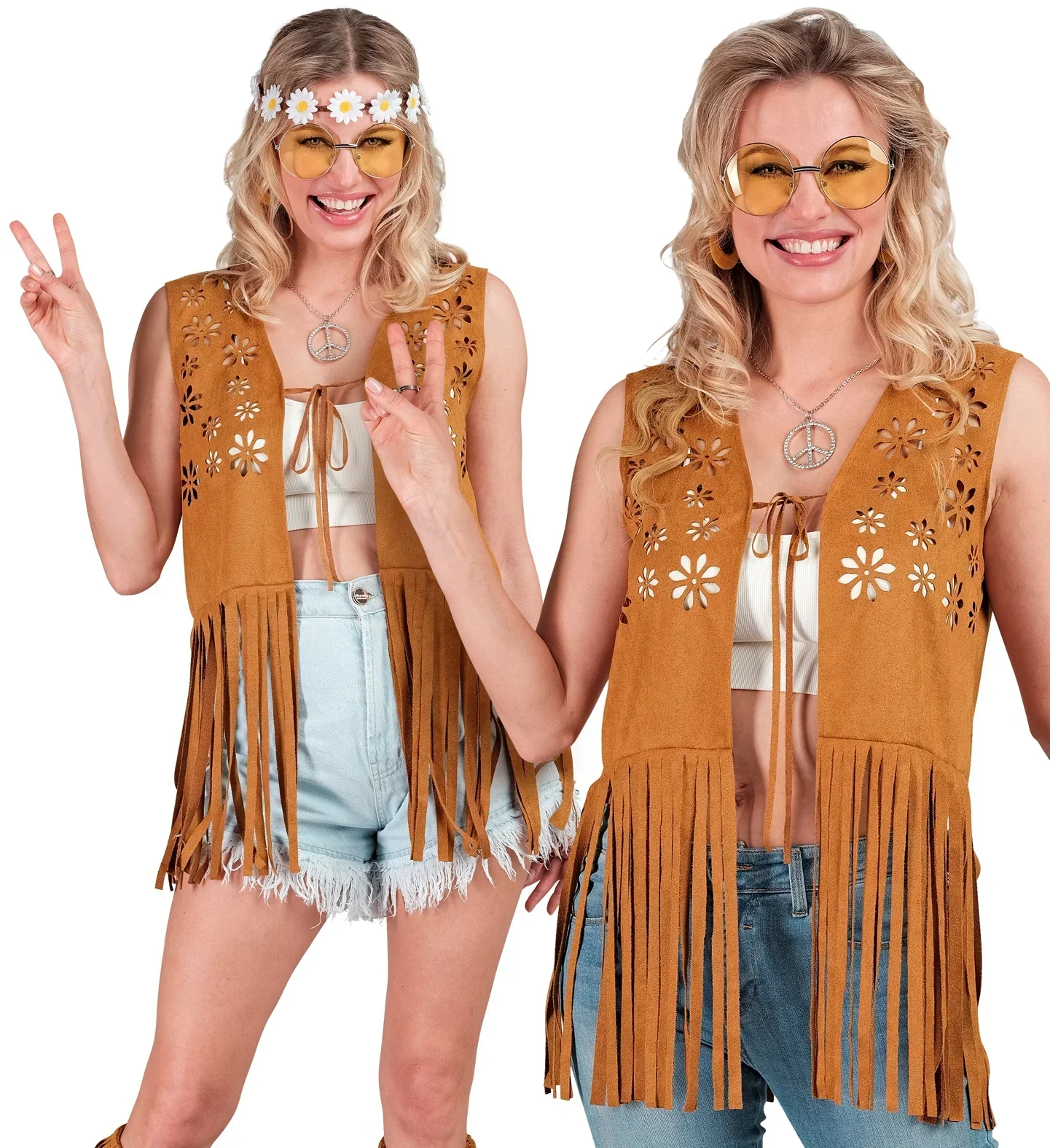 Chaleco Hippie Marrón con Flecos - Image 4