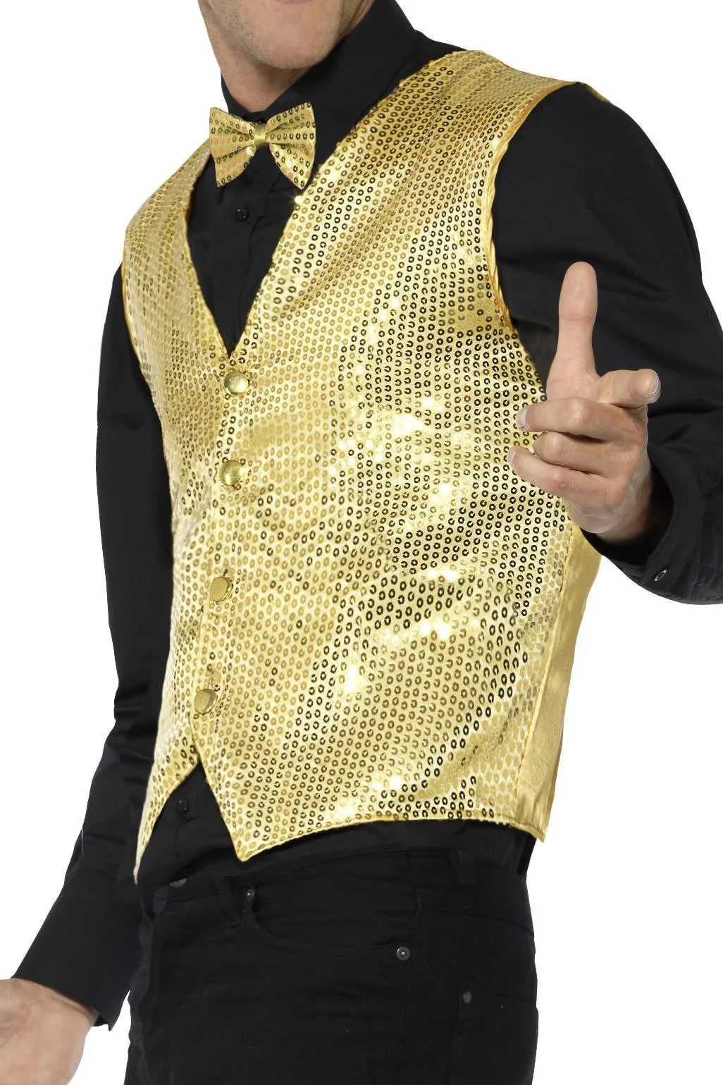 Chaleco de Lentejuelas Doradas para Hombre - Image 3