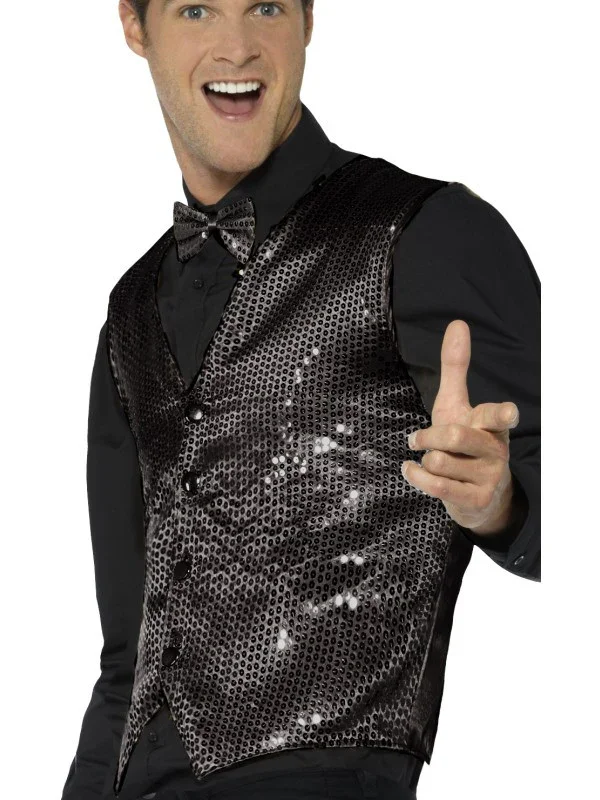 Chaleco Negro de Lentejuelas para Hombre - Image 3