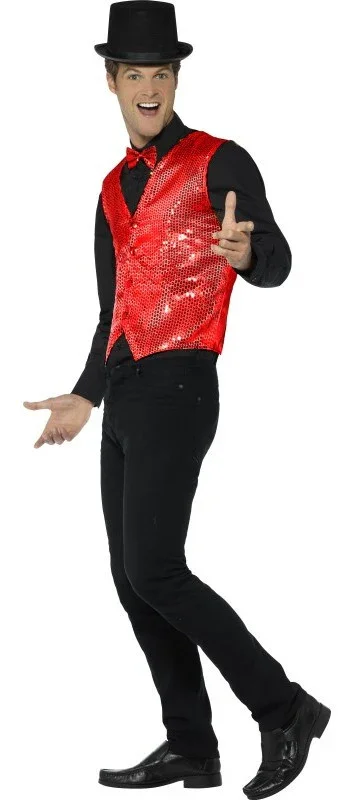 Chaleco Rojo de Lentejuelas para Hombre - Image 3