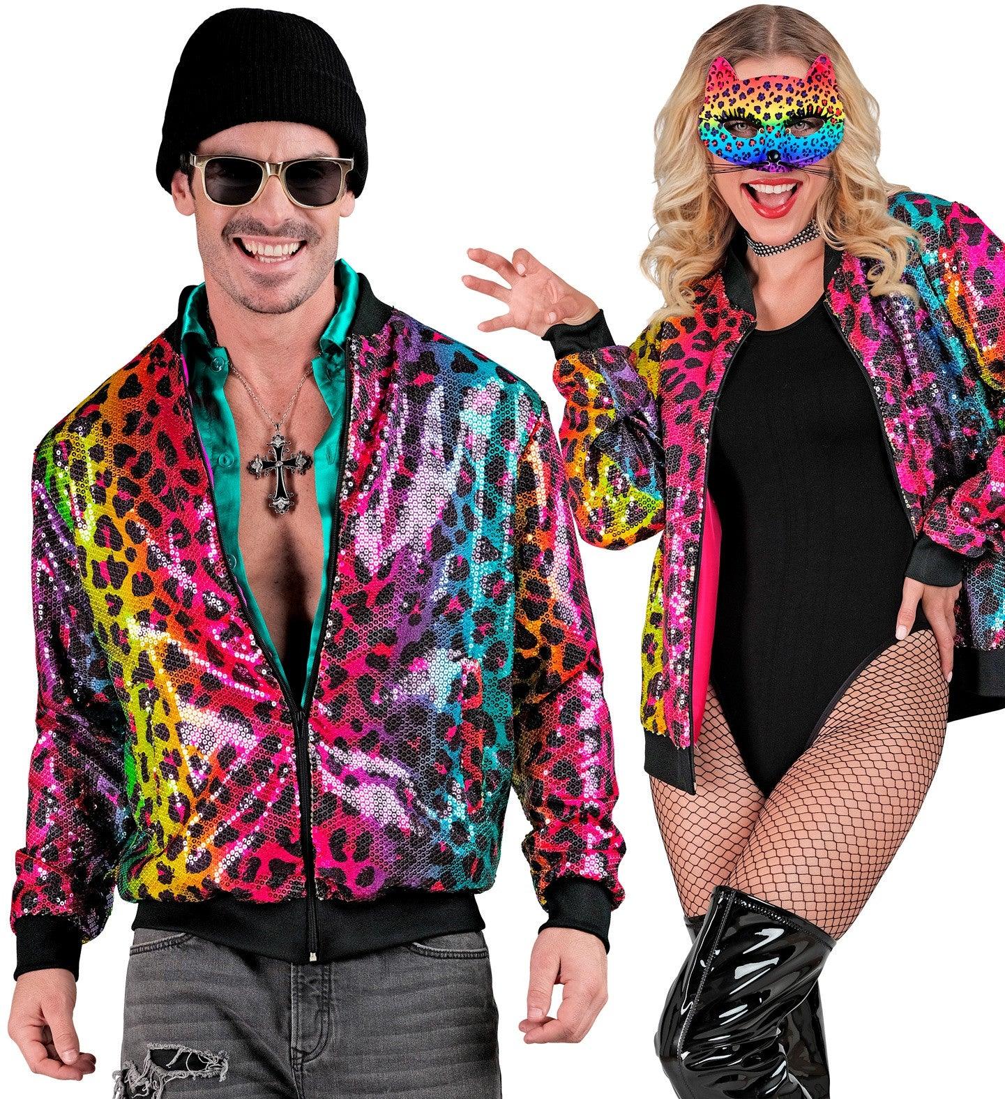 Chaqueta Bomber de Leopardo Arcoíris con Lentejuelas - Image 2