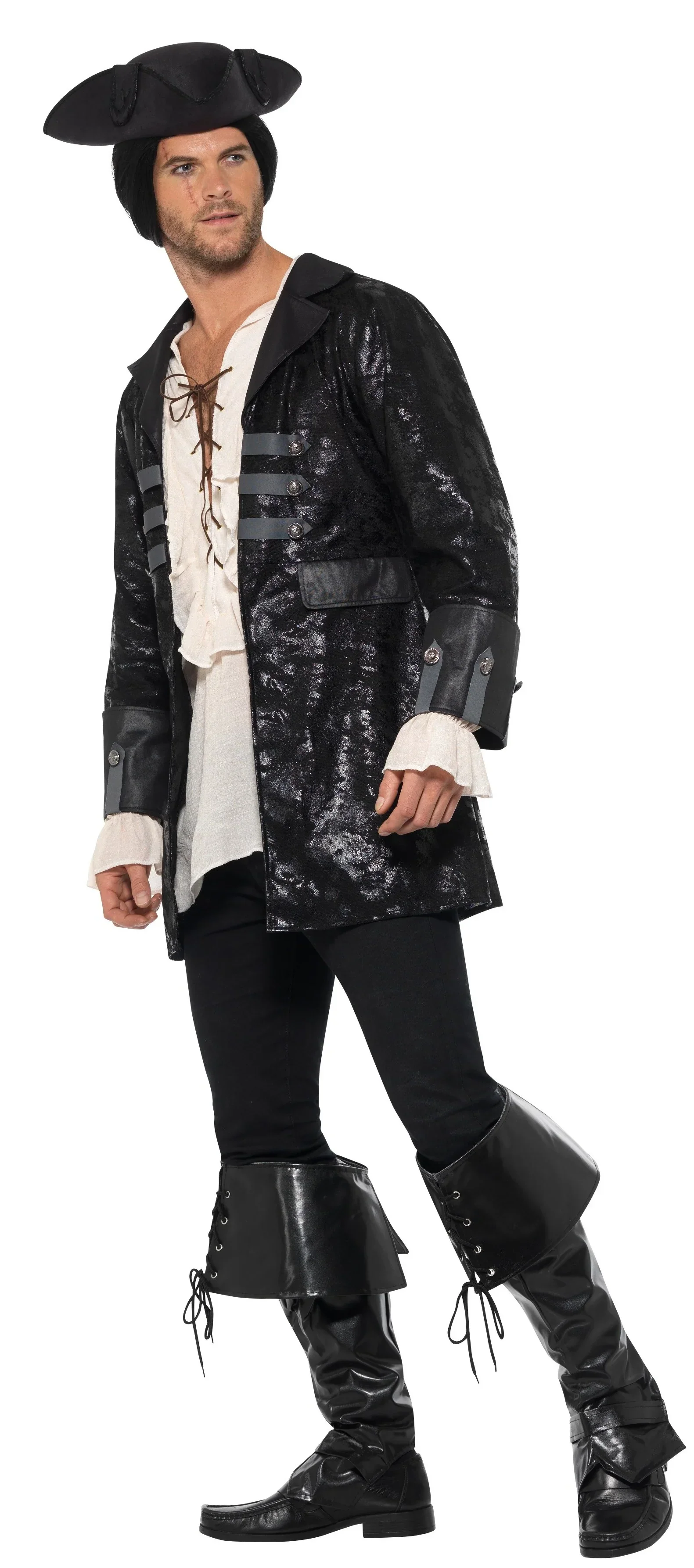 Chaqueta de Capitán Pirata Negra para Adulto - Image 3