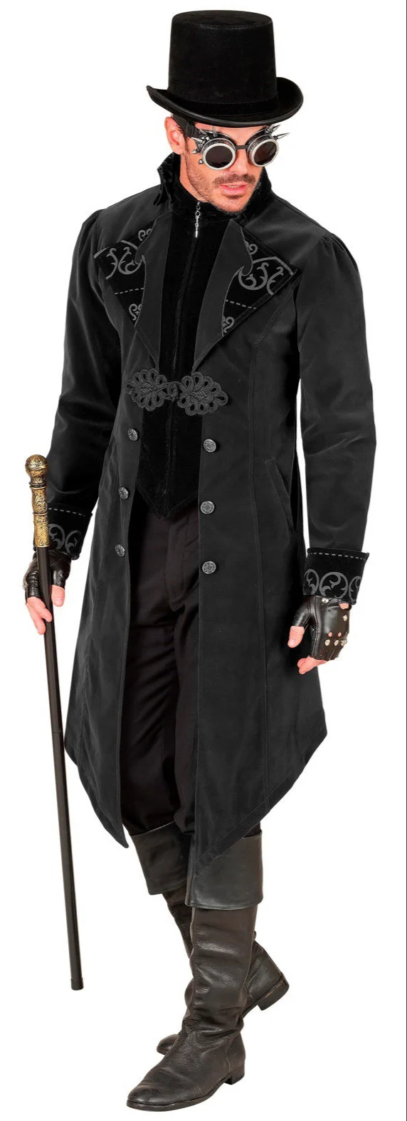 Chaqueta Gótica de Terciopelo Negro para Hombre - Image 2
