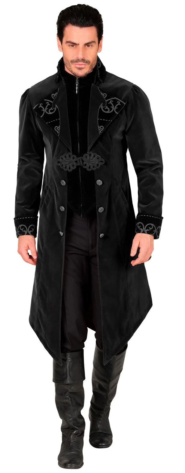 Chaqueta Gótica de Terciopelo Negro para Hombre - Image 3