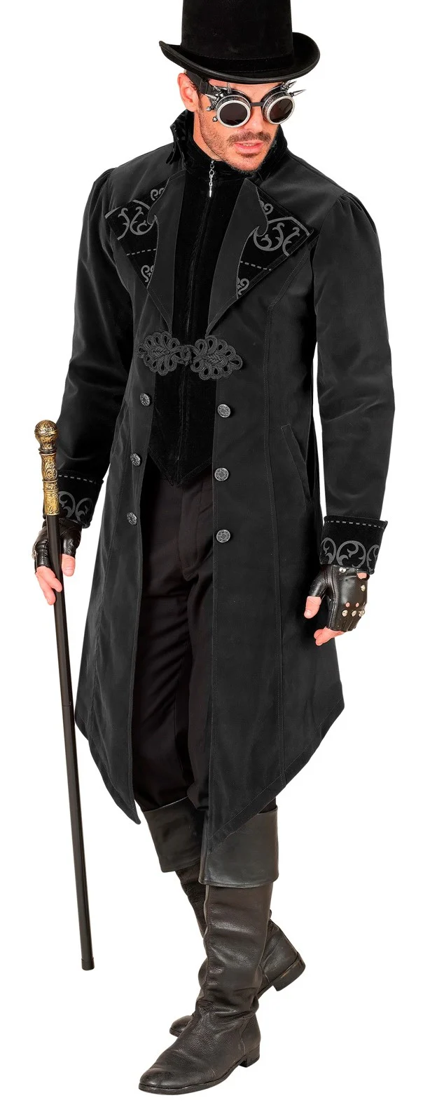 Chaqueta Gótica de Terciopelo Negro para Hombre - Image 5
