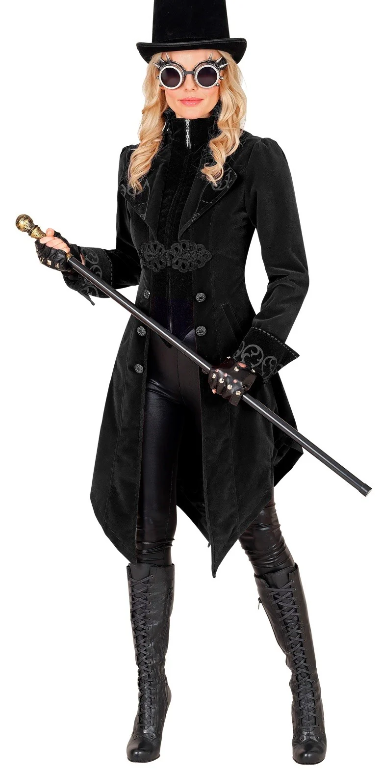 Chaqueta Gótica de Terciopelo Negro para Mujer - Image 2