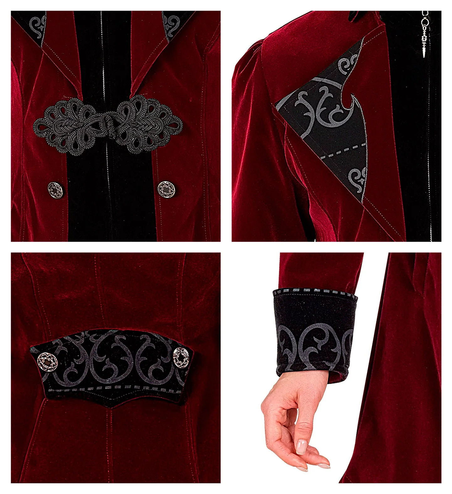 Chaqueta Gótica de Terciopelo Rojo Burdeos para Mujer - Image 7