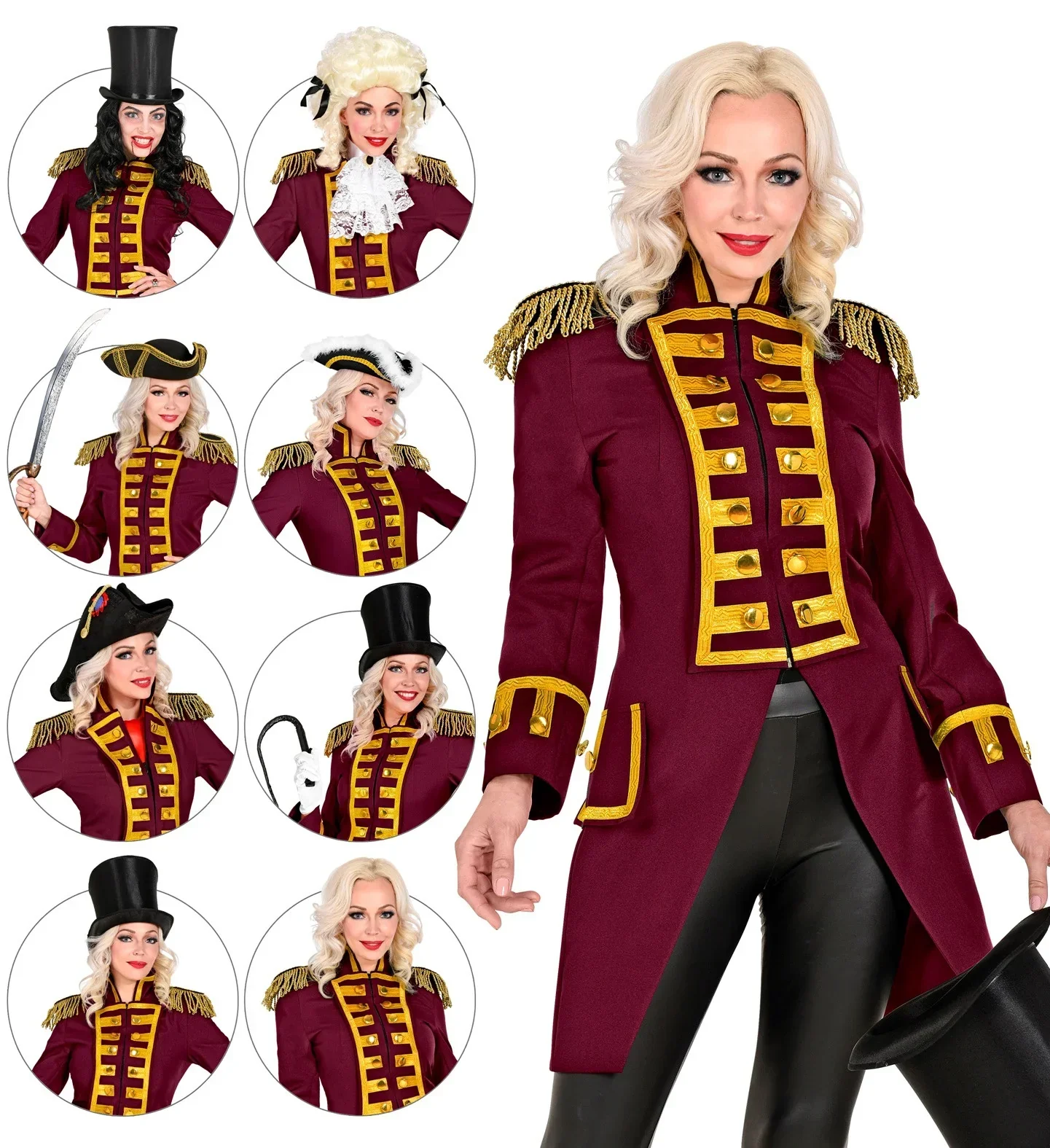 Chaqueta Granate con Pechera Dorada para Mujer - Image 2