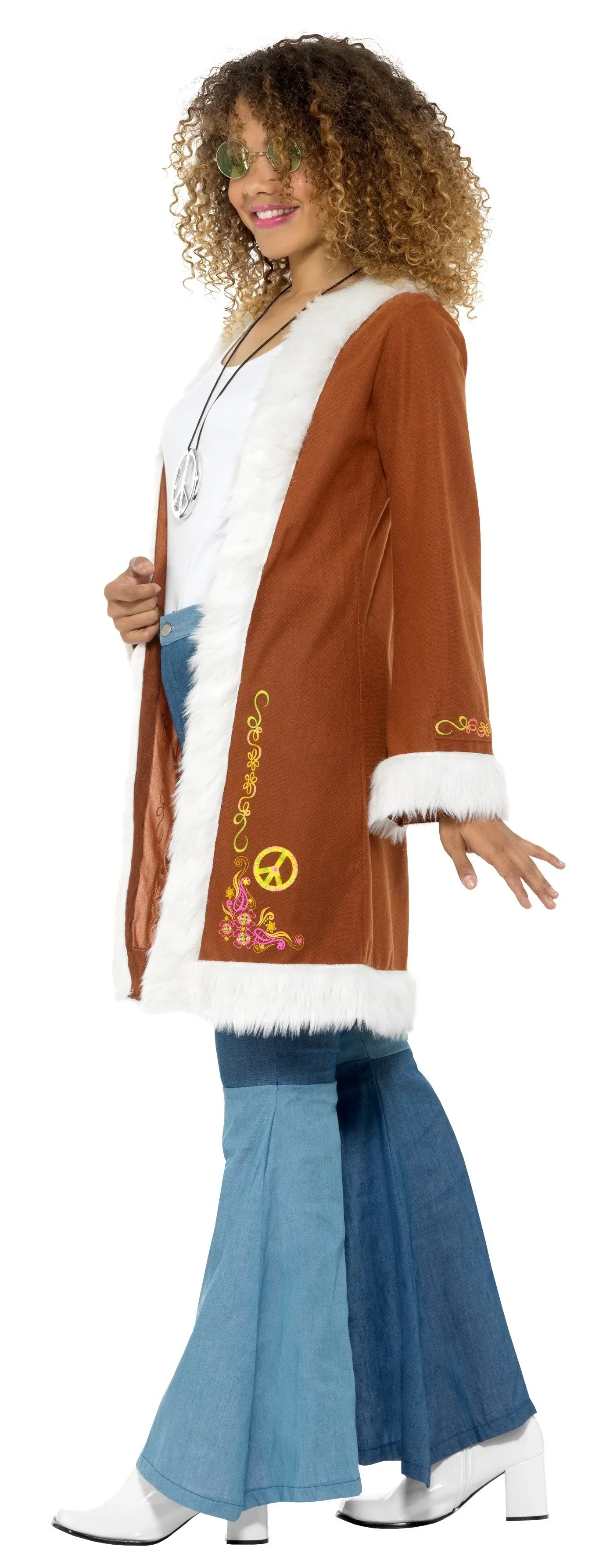 Chaqueta Hippie Marrón Decorada para Adulto - Image 3