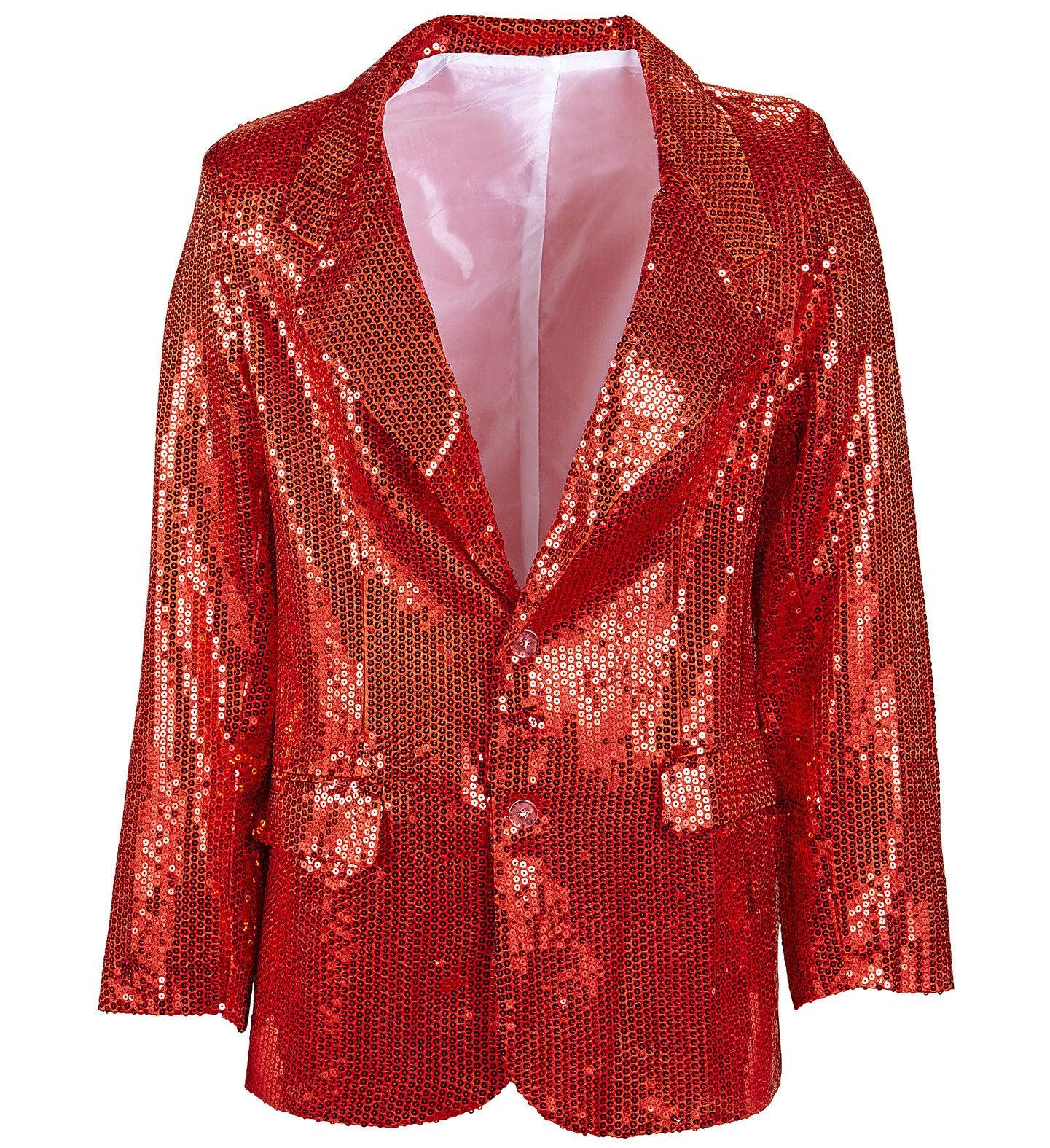 Chaqueta Lujo de Lentejuelas Rojas Cosidas para Hombre - Image 3