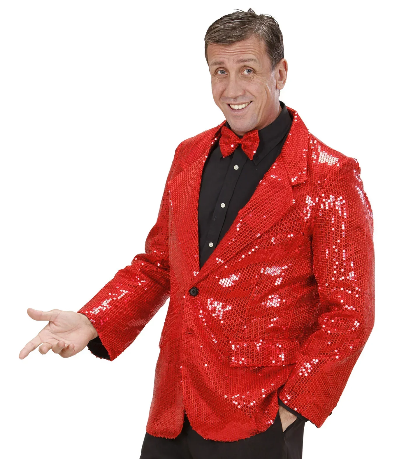 Chaqueta Lujo de Lentejuelas Rojas Cosidas para Hombre - Image 6
