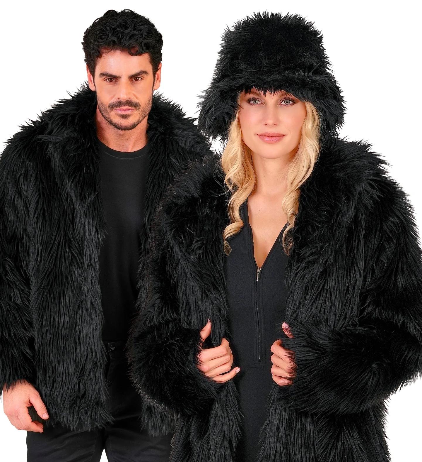 Chaqueta de Pelo Negro para Adulto