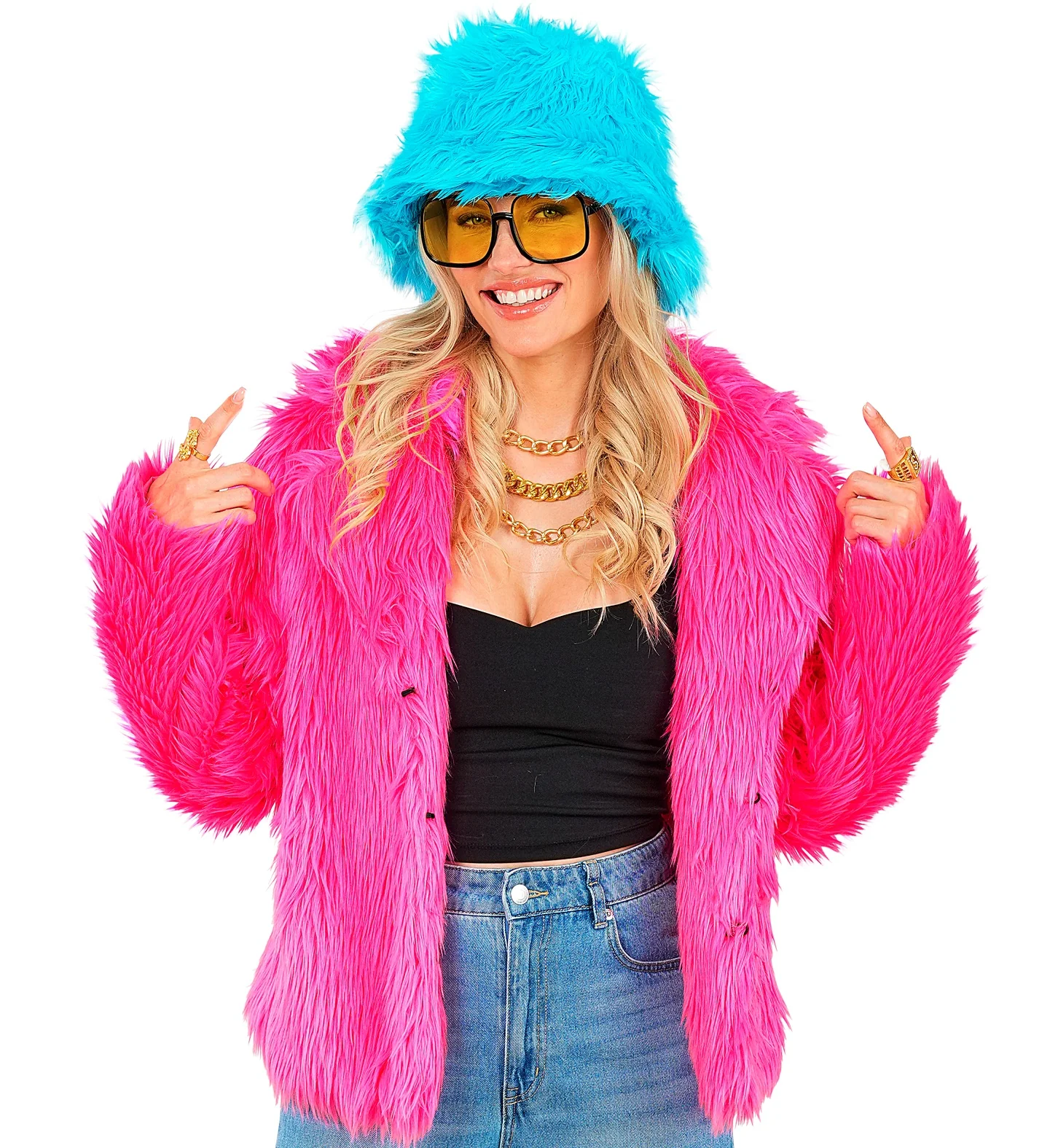 Chaqueta de Pelo Rosa Neón para Mujer - Image 3