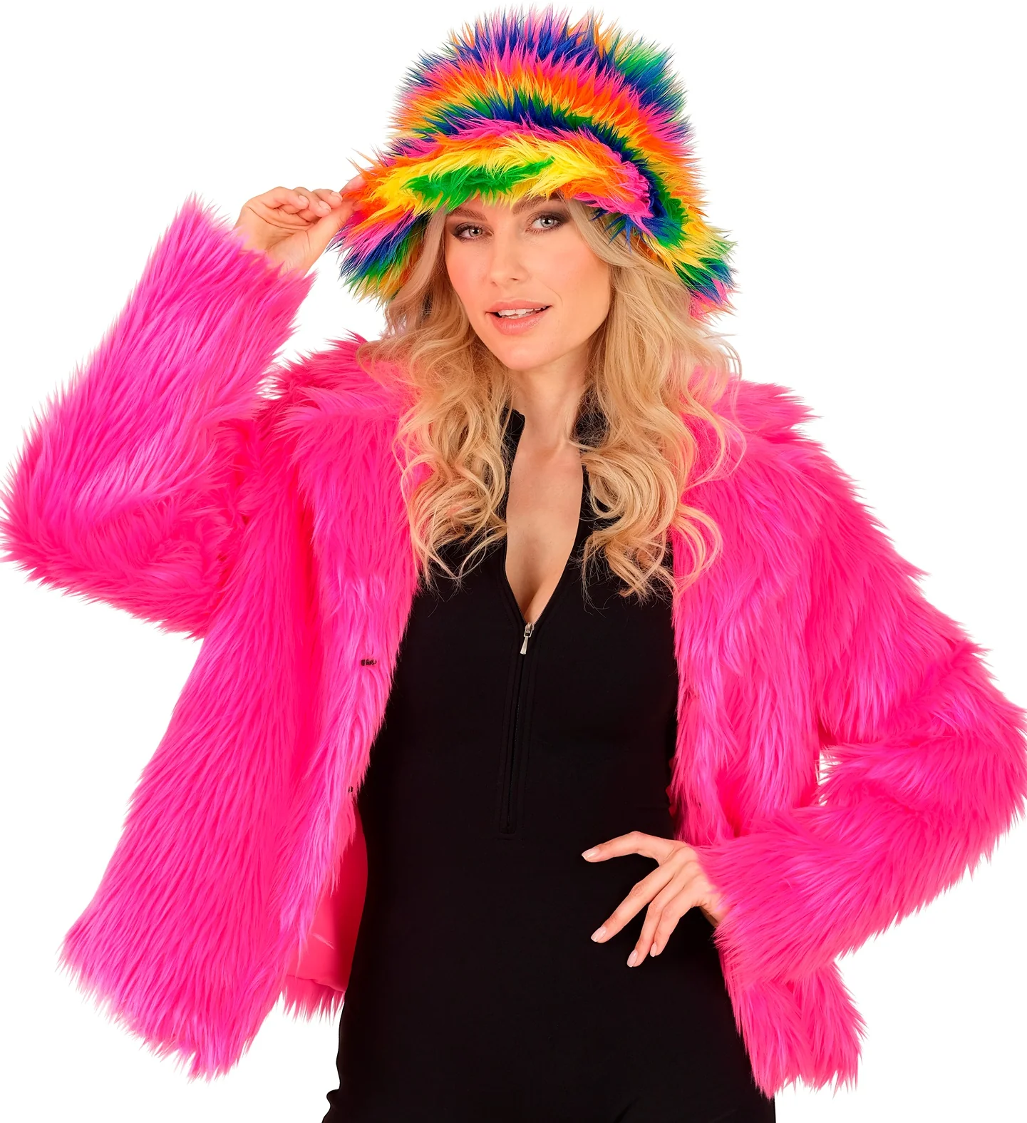 Chaqueta de Pelo Rosa Neón para Mujer - Image 4