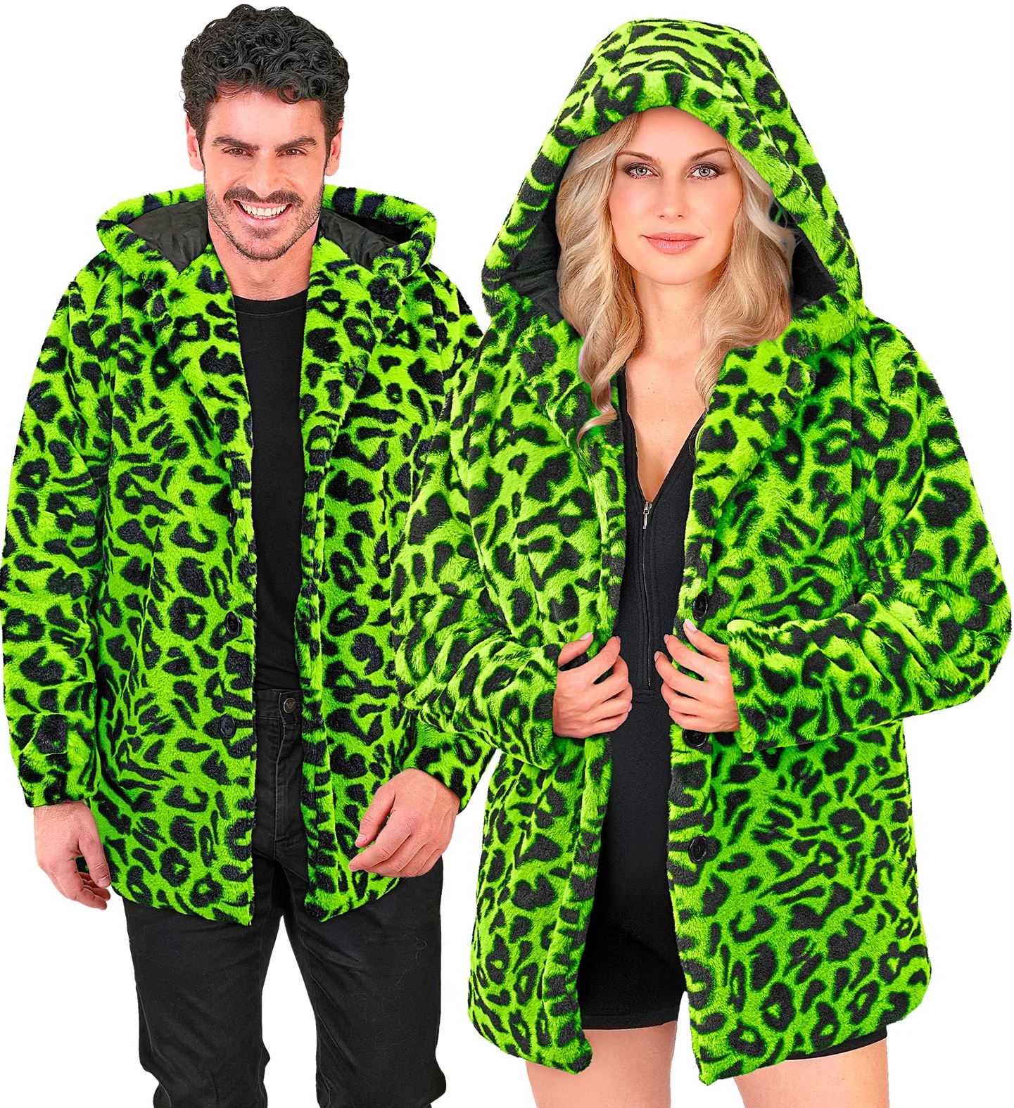 Chaqueta de Peluche de Leopardo Verde Neón para Adulto