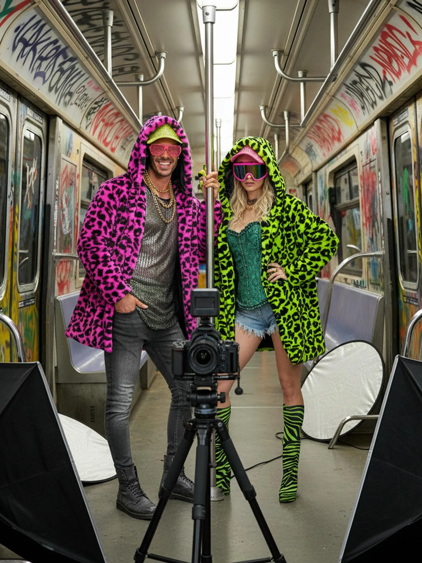Chaqueta de Peluche de Leopardo Verde Neón para Adulto - Image 10