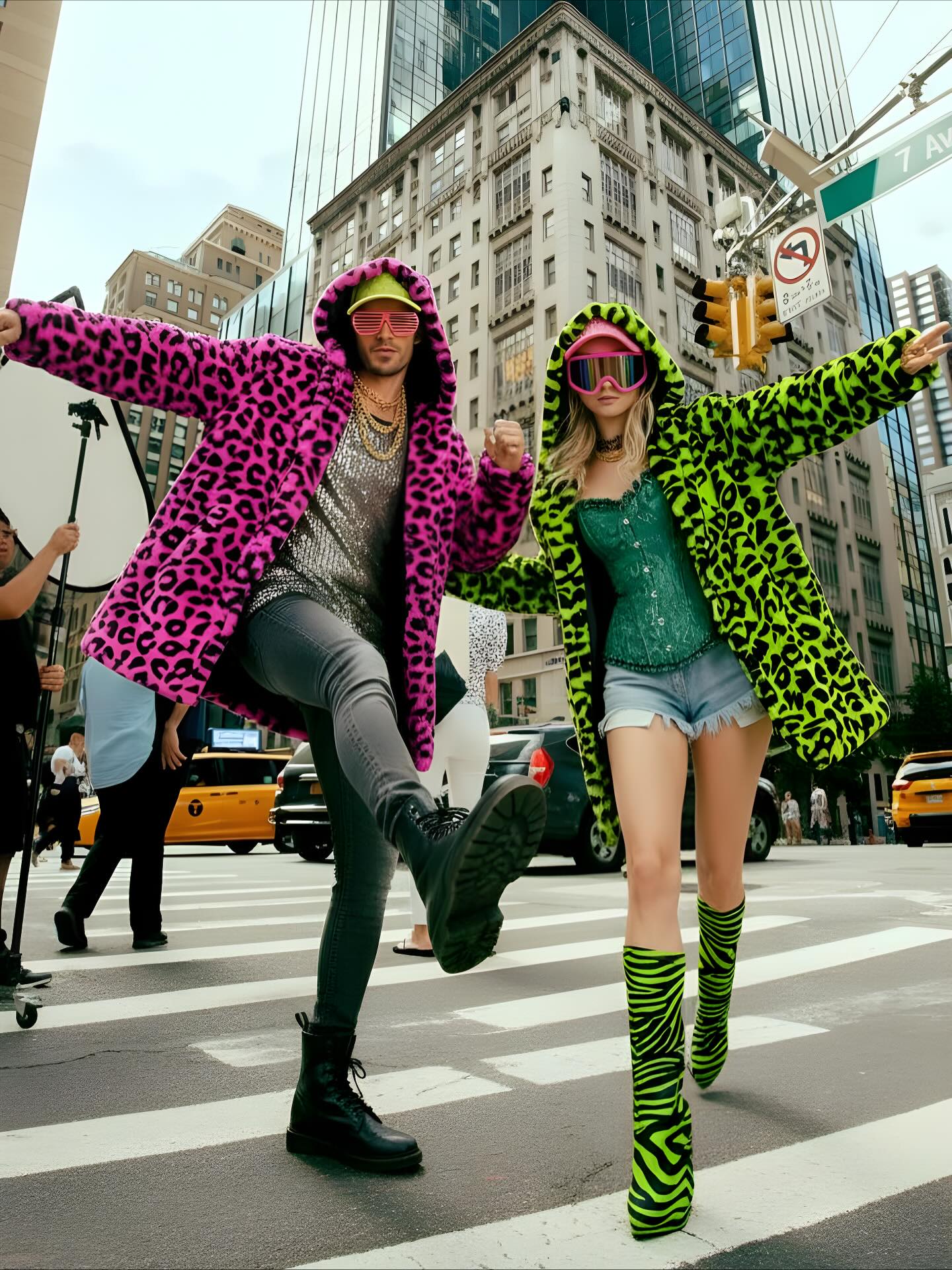 Chaqueta de Peluche de Leopardo Verde Neón para Adulto - Image 11