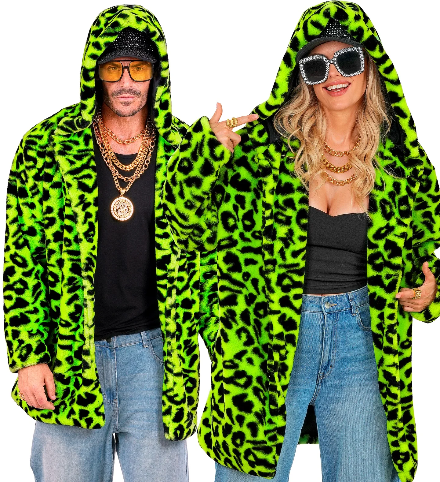 Chaqueta de Peluche de Leopardo Verde Neón para Adulto - Image 3