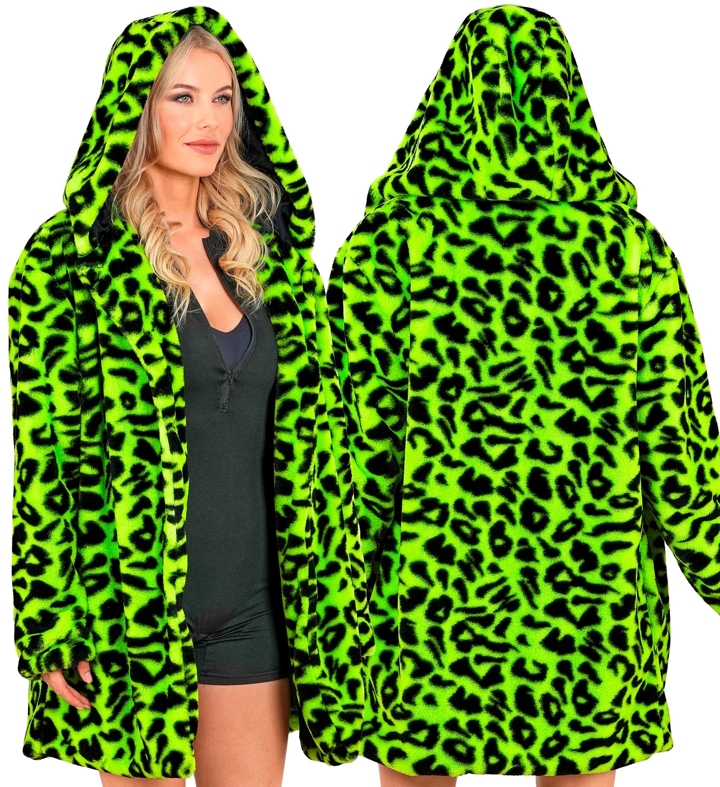 Chaqueta de Peluche de Leopardo Verde Neón para Adulto - Image 4