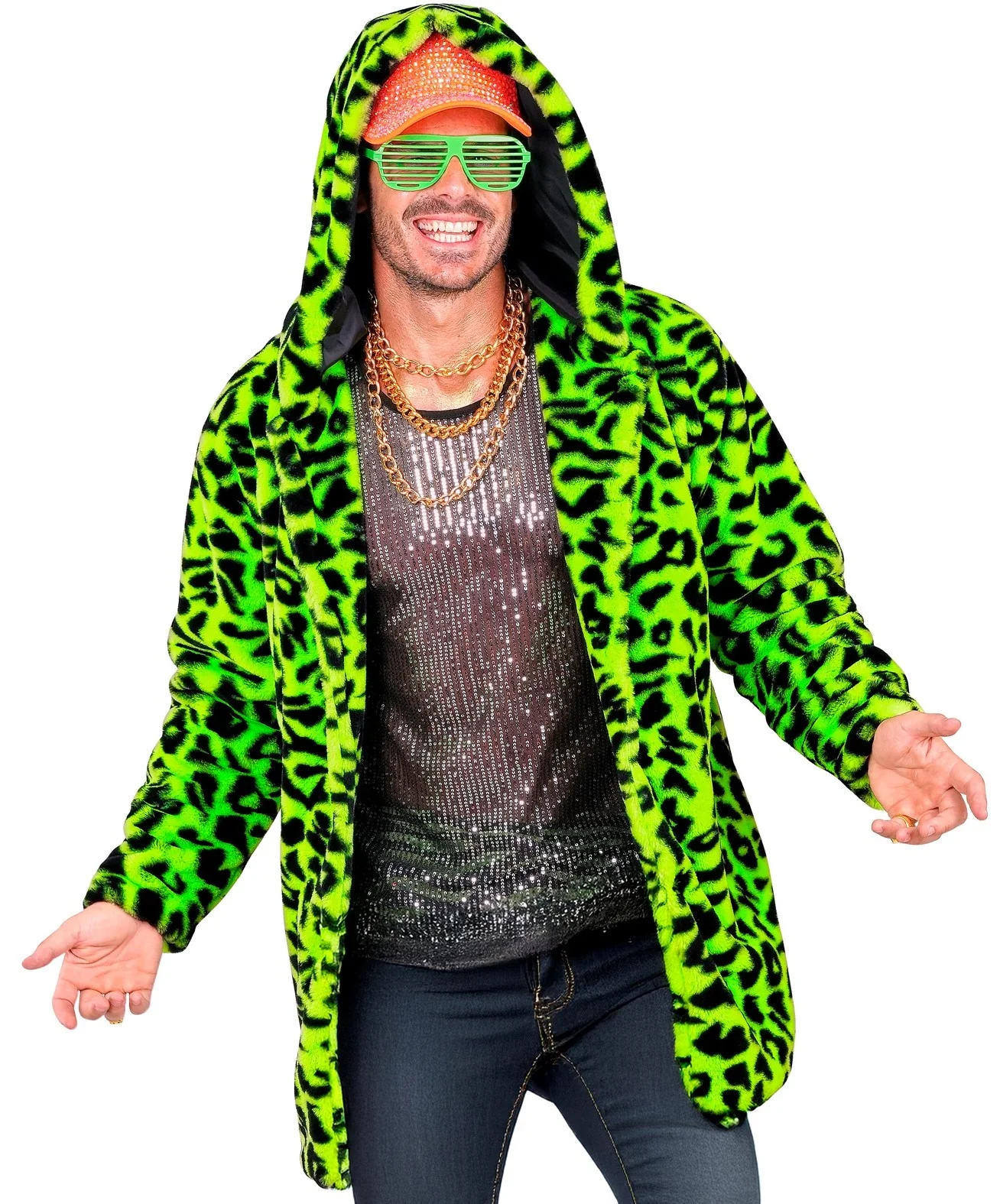 Chaqueta de Peluche de Leopardo Verde Neón para Adulto - Image 7