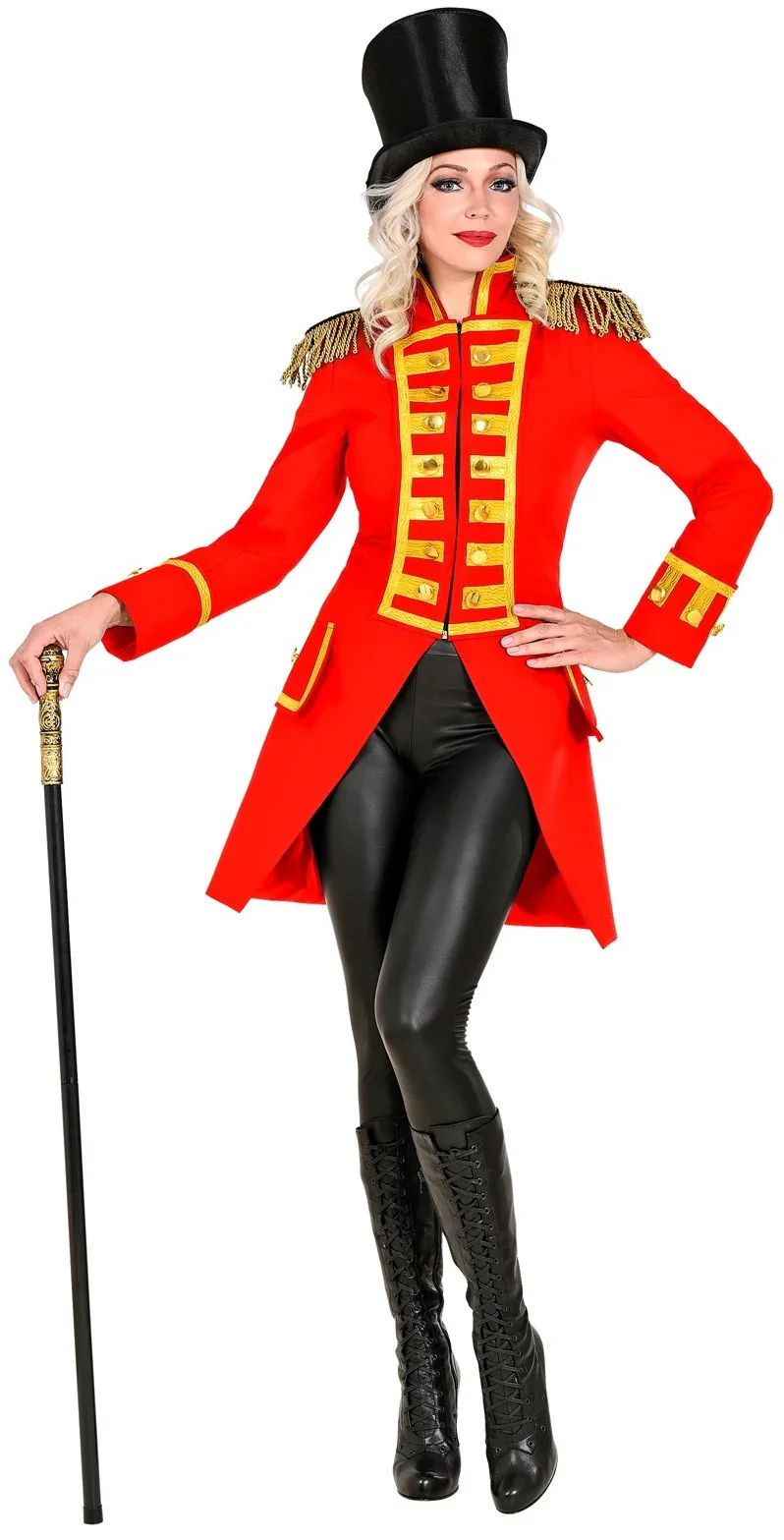 Chaqueta Roja con Pechera Dorada para Mujer - Image 3