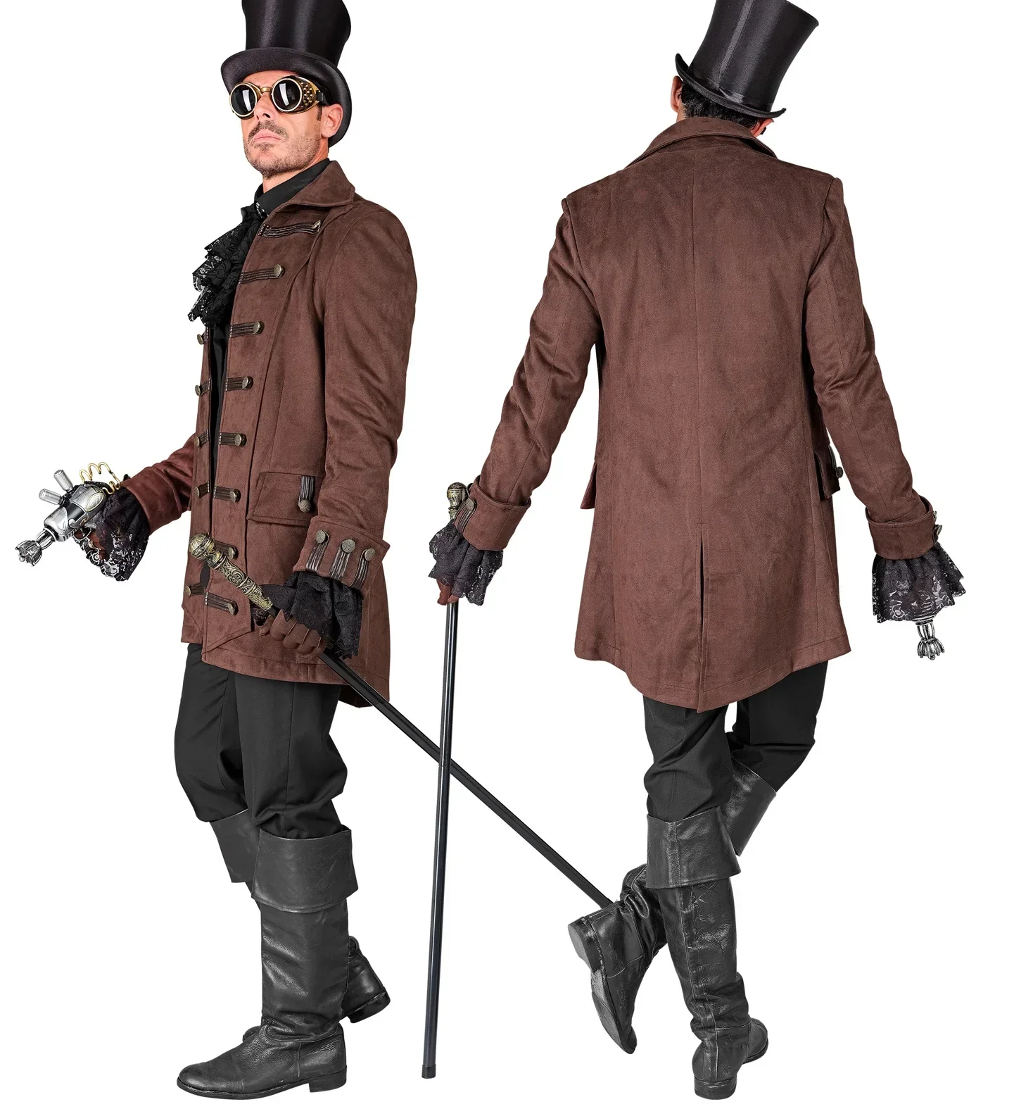 Chaqueta Steampunk o Pirata Marrón Larga para Hombre - Image 2
