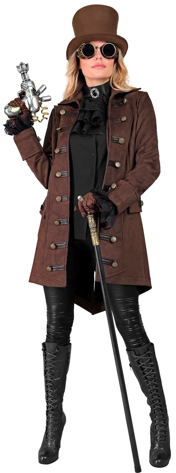 Chaqueta Steampunk o Pirata Marrón Larga para Mujer - Image 3