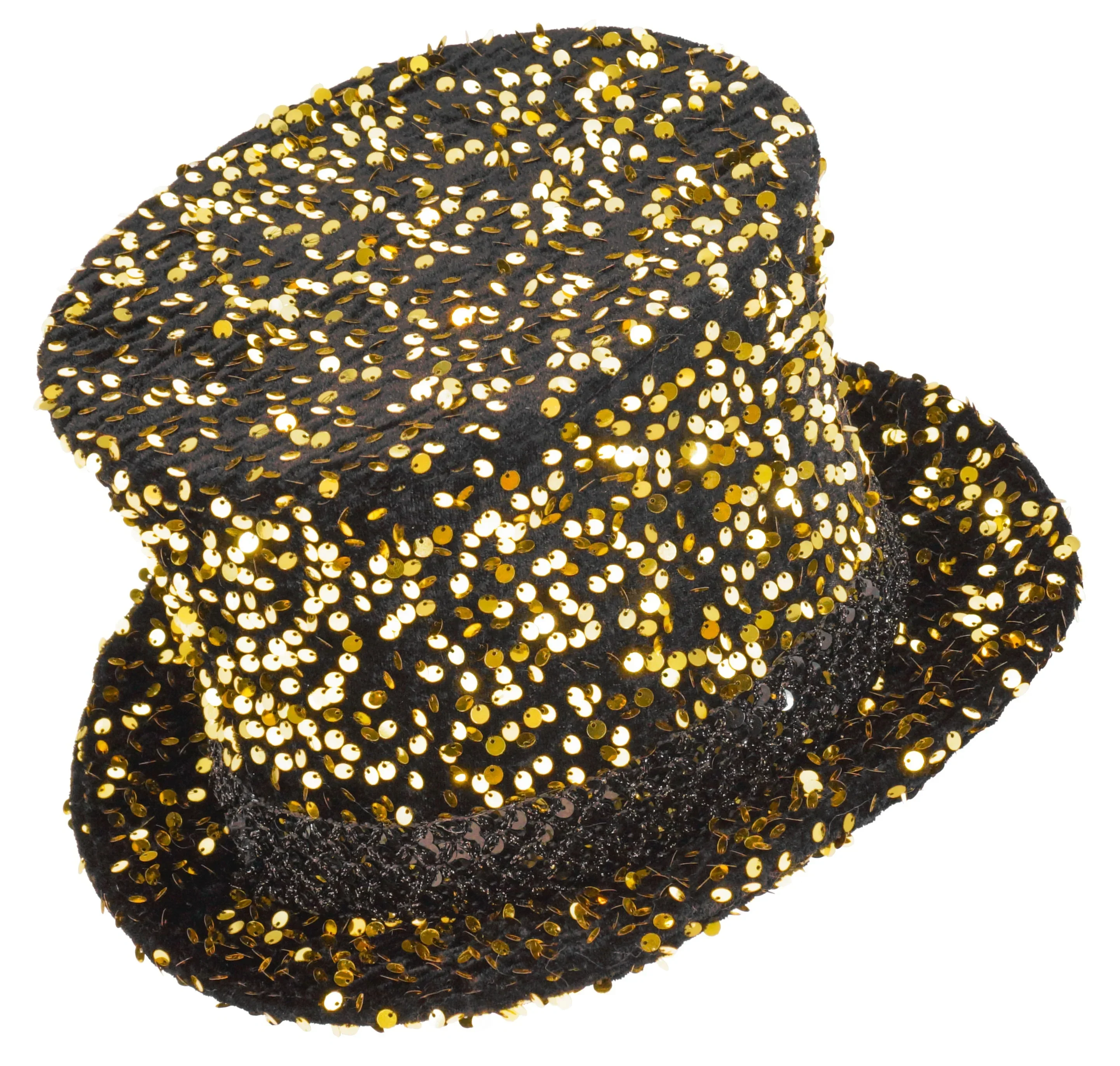 Chistera Negra Acampanada con Lentejuelas Doradas