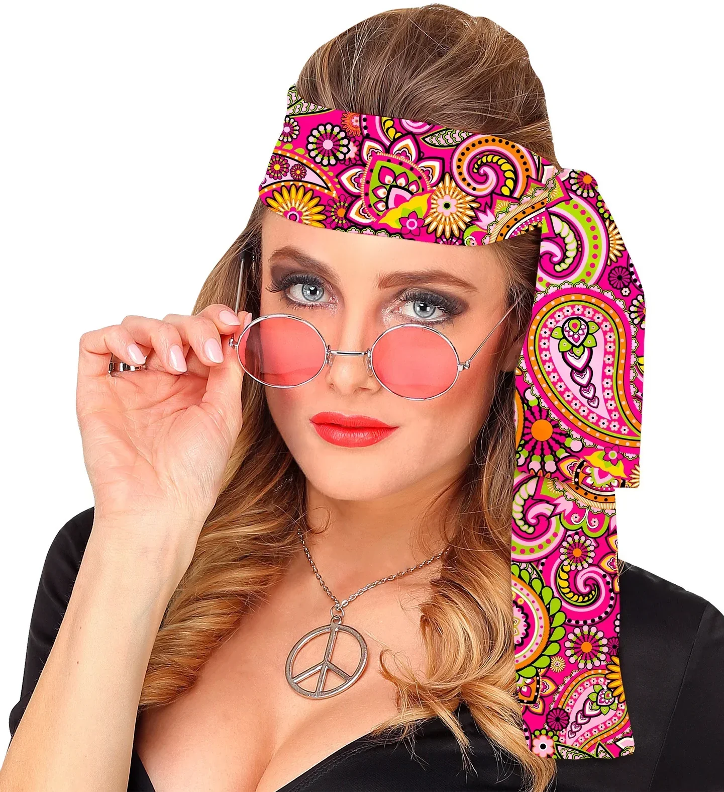 Cinta Hippie Años 60 con Estampado Paisley Rosa - Image 2