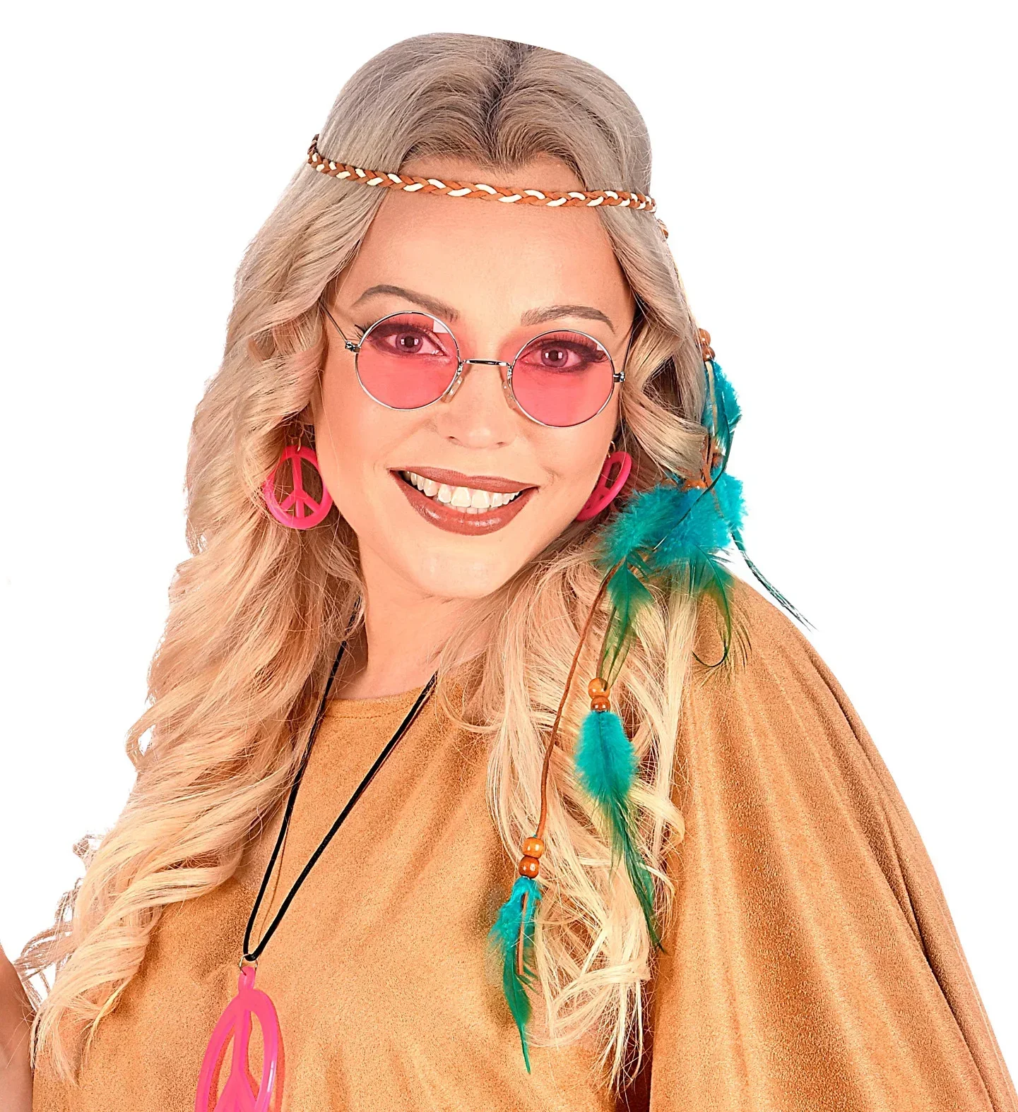 Cinta Hippie para el Pelo con Plumas Azul Turquesa - Image 2