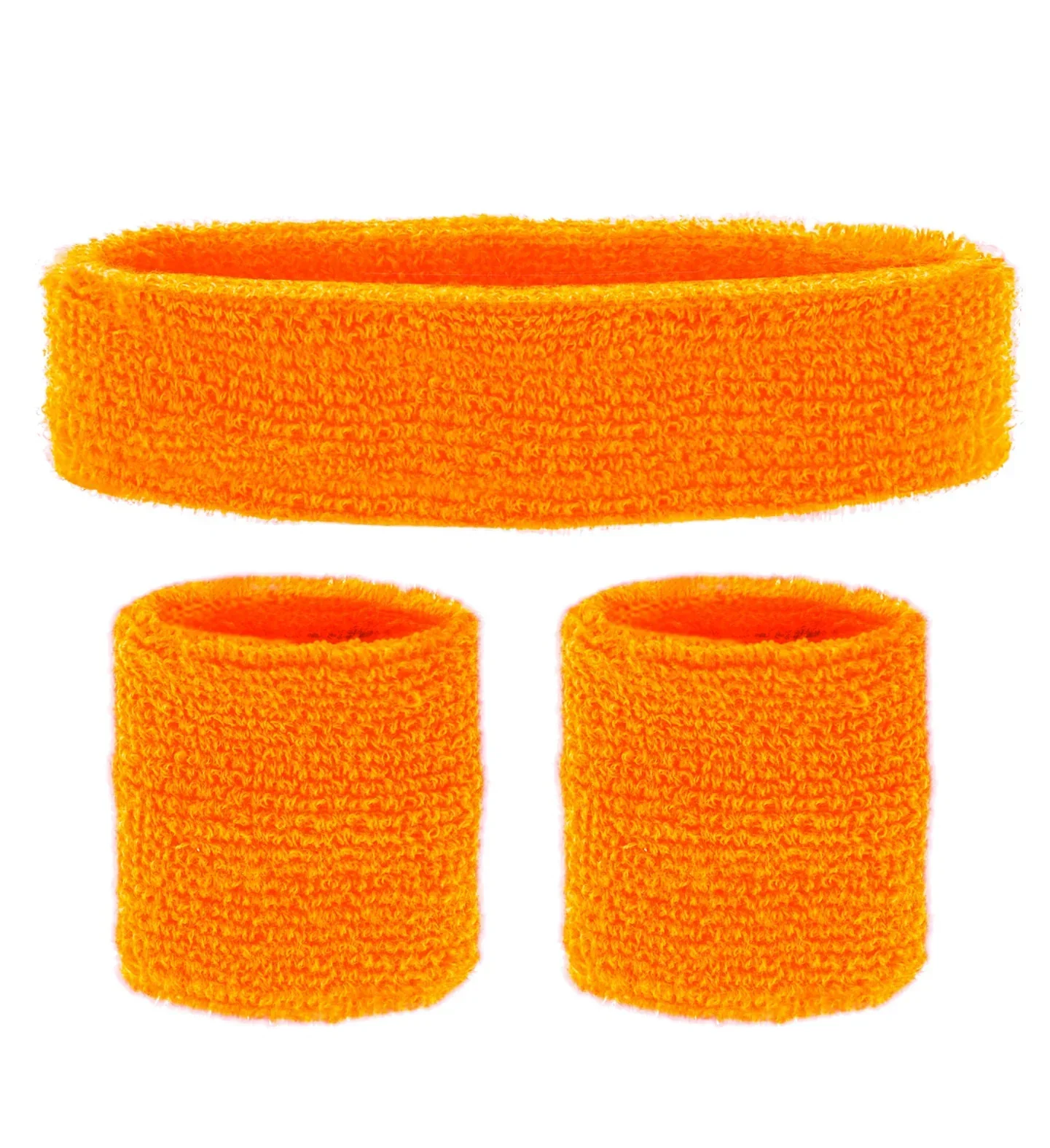 Cinta y Muñequeras Naranja Neón Estilo Años 80