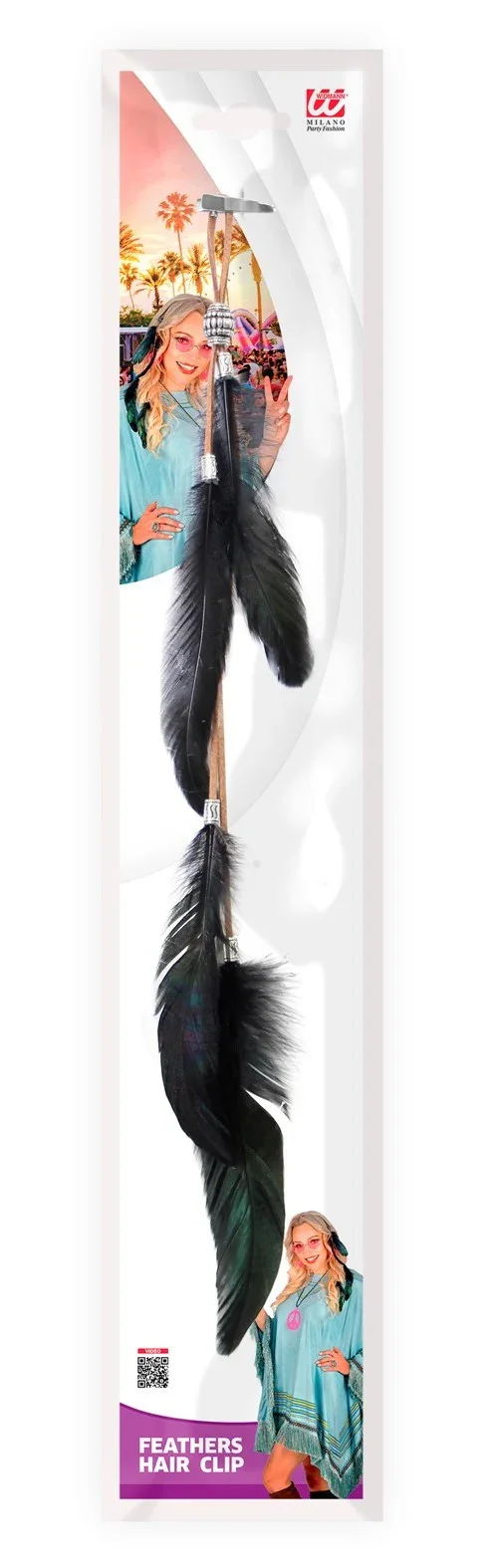 Clip para el Pelo Hippie con Plumas Negras - Image 5