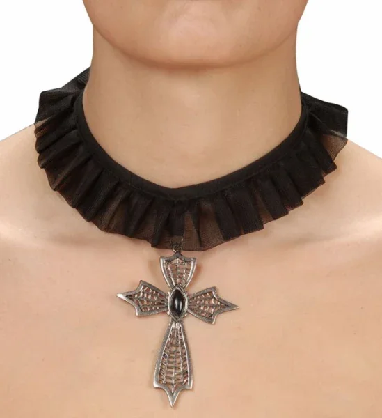 Collar Negro con Cruz Metálica - Image 3
