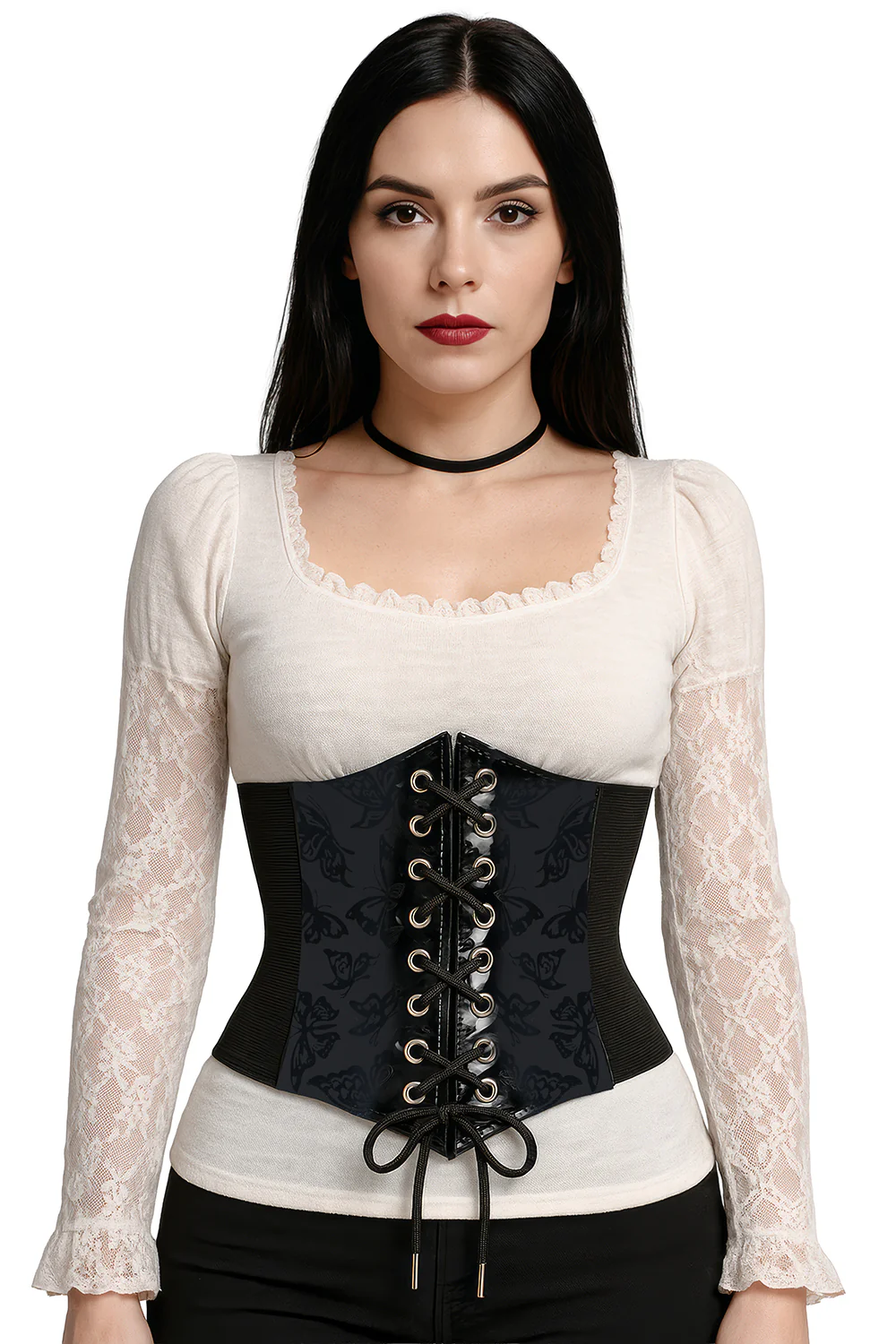 Corset Negro Elástico con Velcro para Mujer