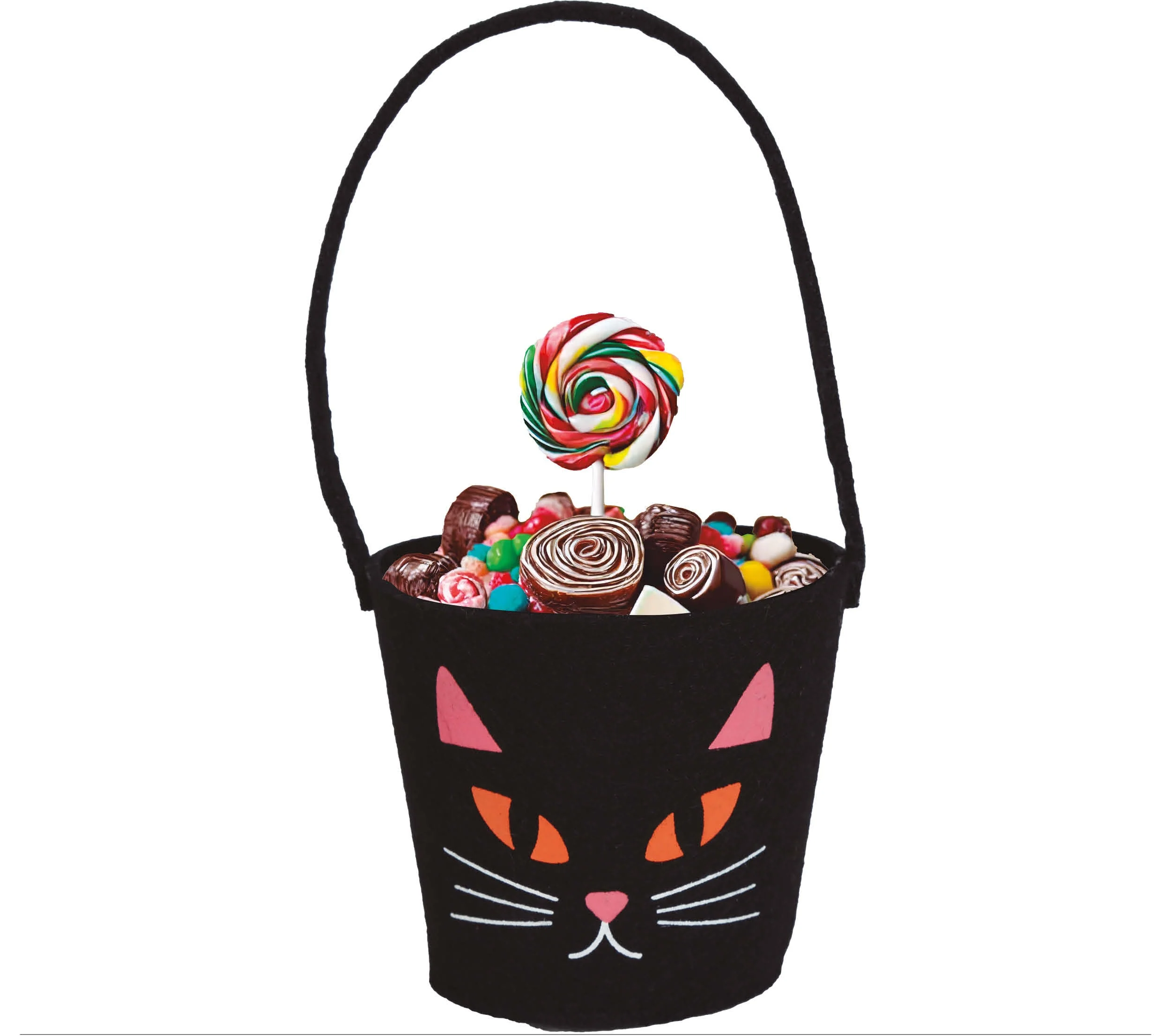 Cubo Halloween Gato Para Caramelos Color Negro