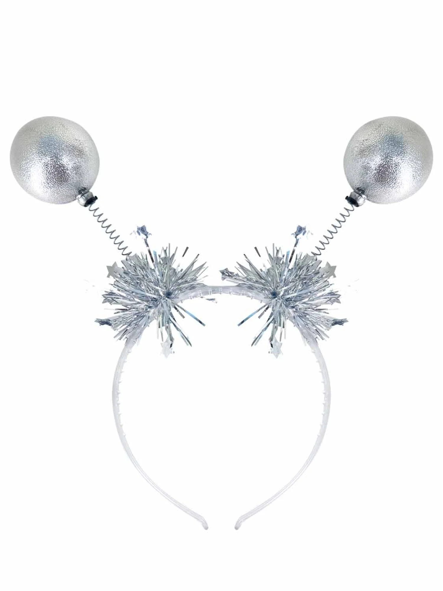 Diadema con Antenas de Bolas Plateadas