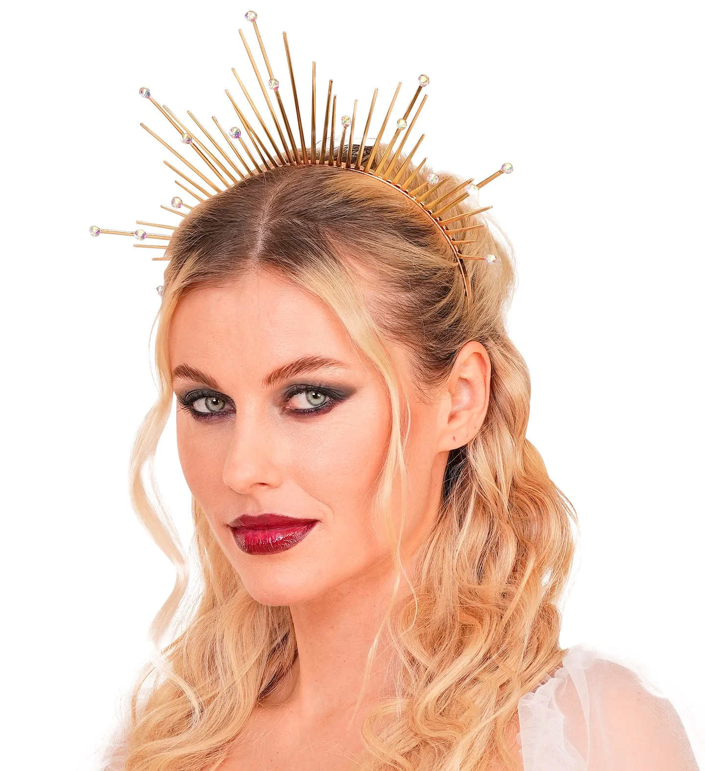 Diadema con Aureola Dorada con Pedrería - Image 4
