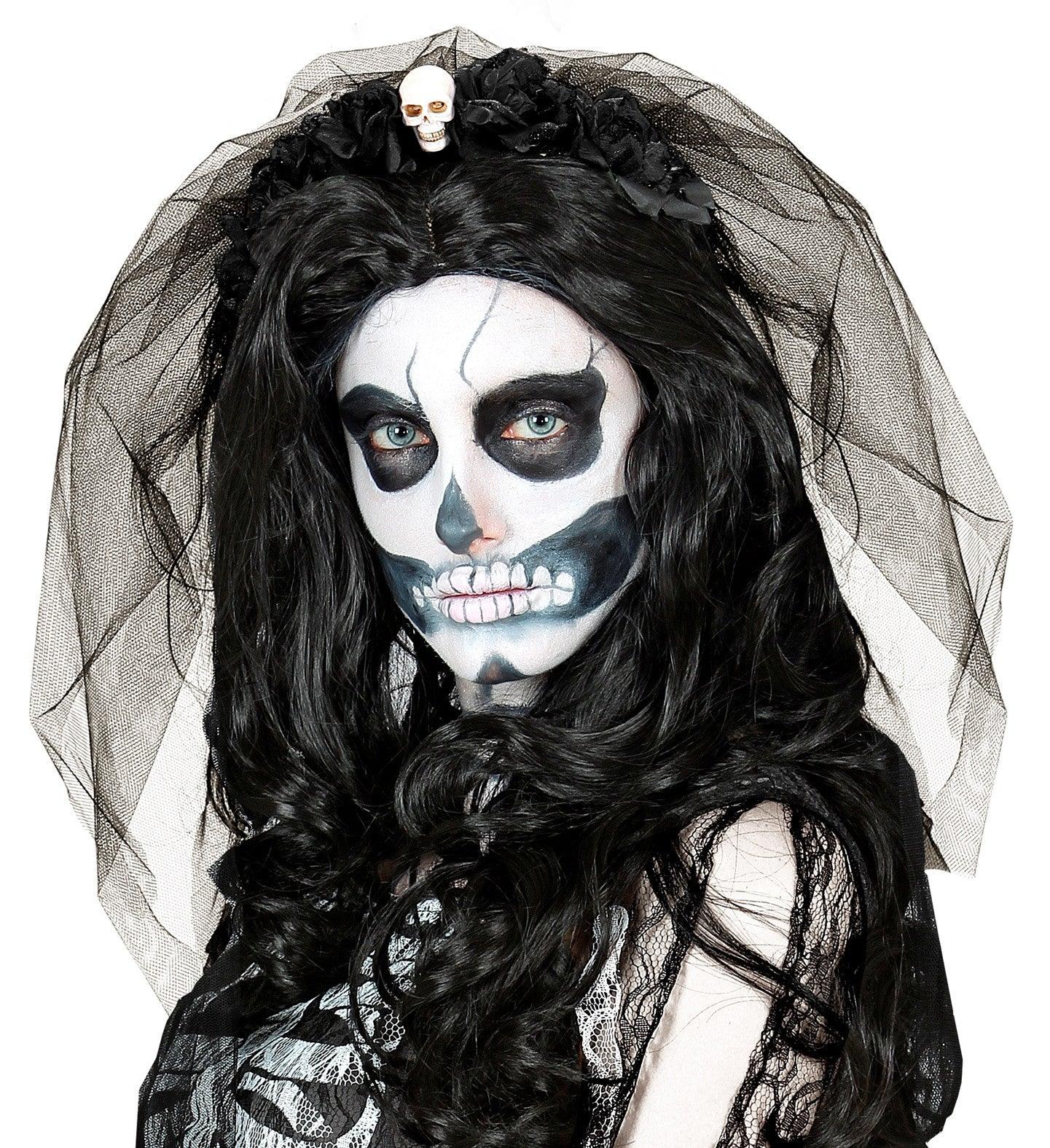 Diadema de Catrina con Calavera y Rosas Negras - Image 3