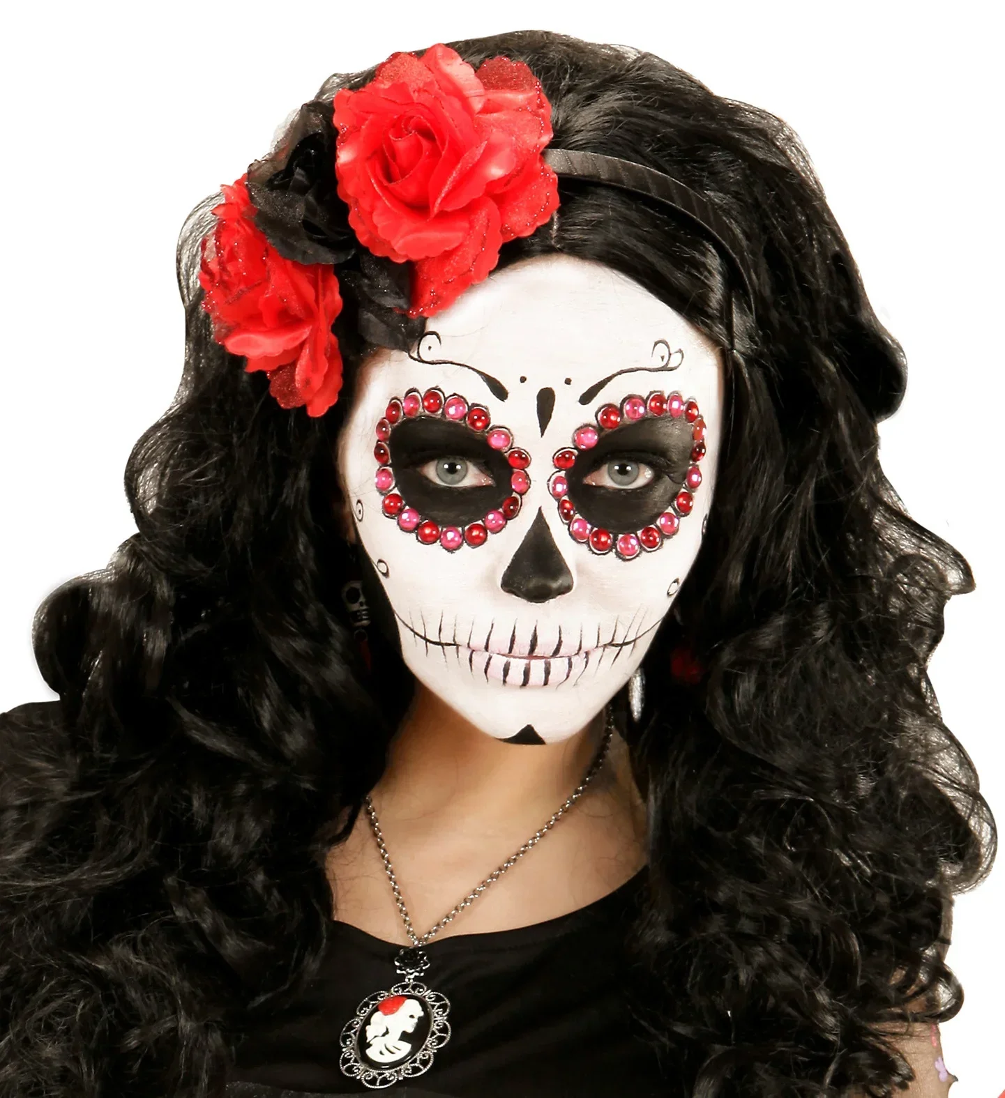 Diadema de Catrina con Flores Rojas y Negras - Image 2