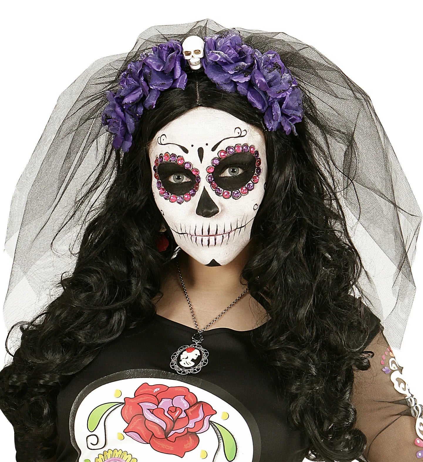 Diadema de Catrina con Rosas Moradas - Image 2