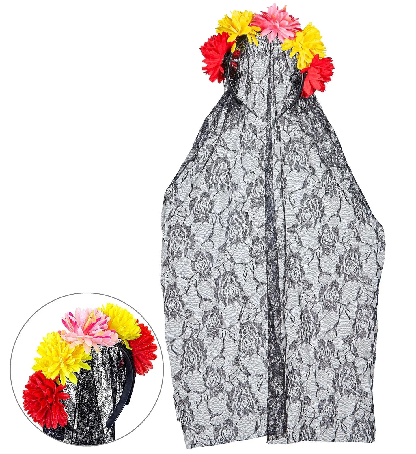 Diadema del Día de los Muertos con Velo de Encaje - Image 4