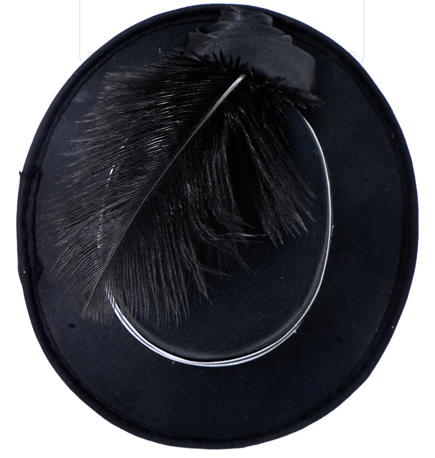 Diadema Mini Chistera Negra con Plumas - Image 3