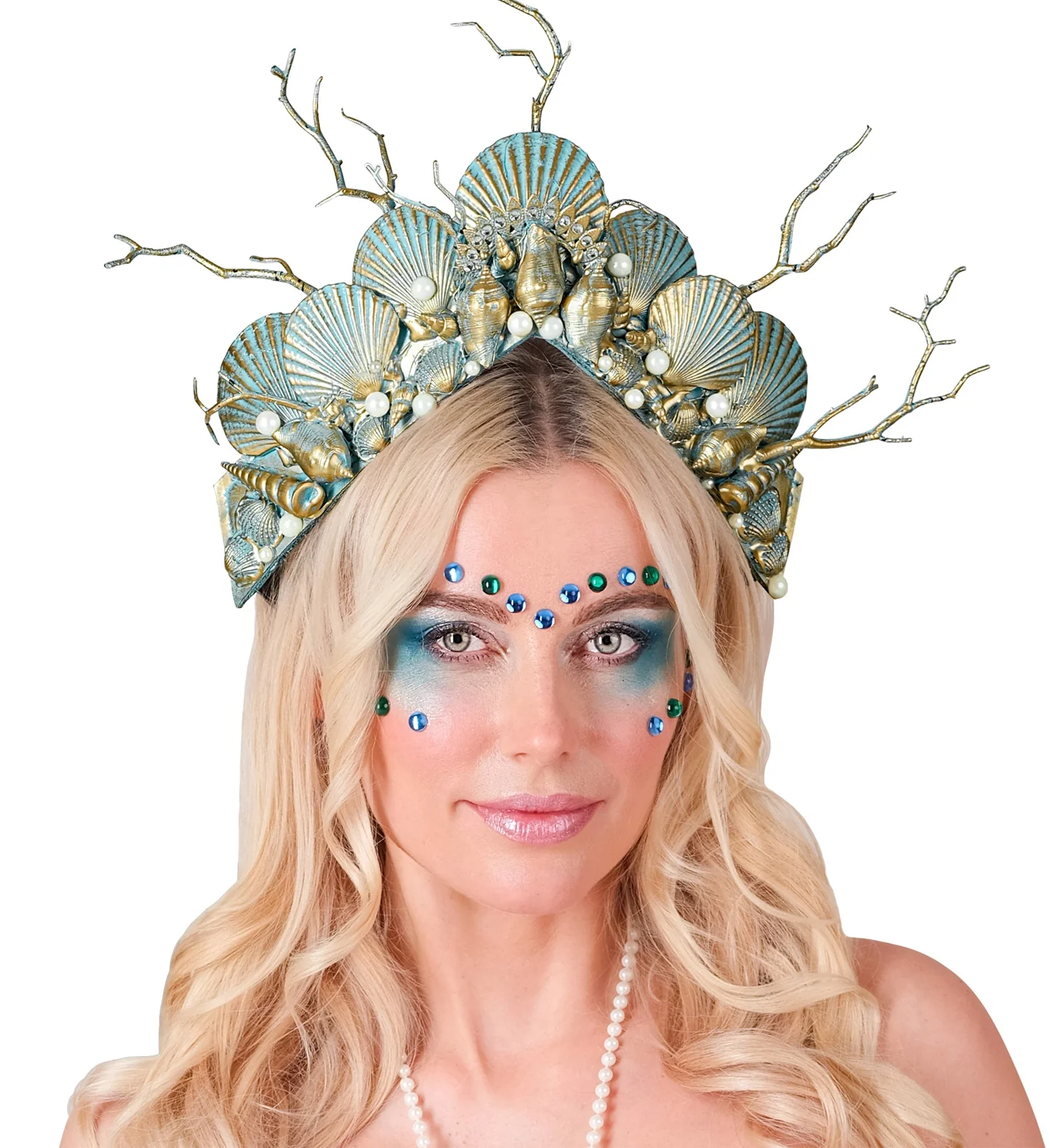 Diadema de Sirena Dorada con Conchas y Perlas - Image 4