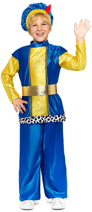 Disfraz de Paje Real Azul y Amarillo para Niño