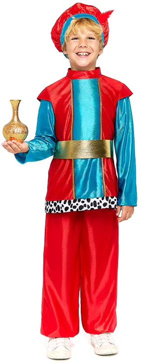 Disfraz de Paje Real Rojo y Azul para Niño