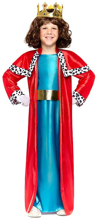 Disfraz de Rey Mago Rojo y Azul para Niño